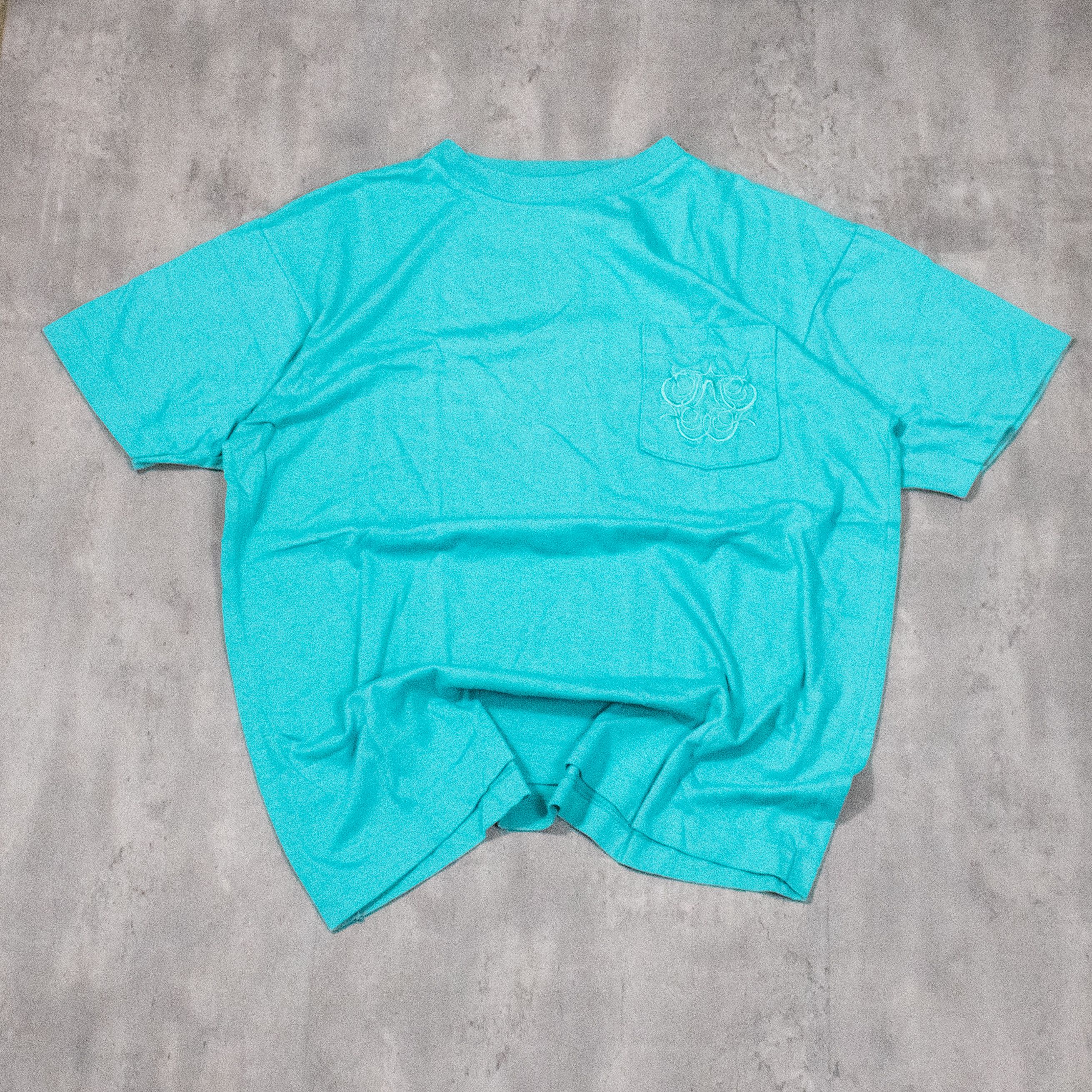 Japanese Brand Vintage 1990’s Flower Pocket Boxy Single Stitch Teal T-Shirt Size US L / EU 52-54 / 3 - 3 Thumbnail