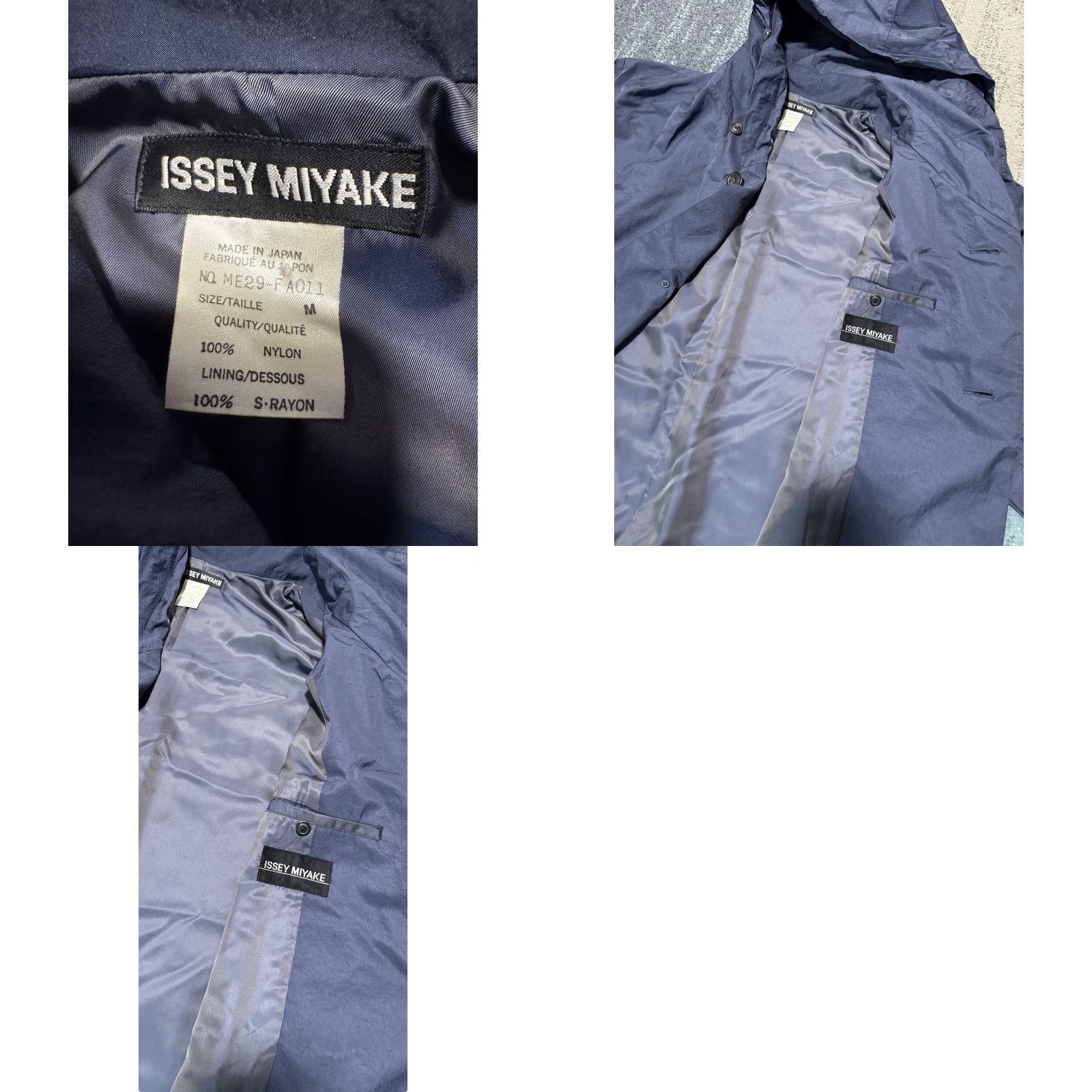 Issey Miyake Vtg ISSEY MIYAKE MEN Navy Nylon Windcoat Trench Coat Hooded ME29-FA011 M Oversized Jackets? Size M / US 6-8 / IT 42-44 - 11 Thumbnail
