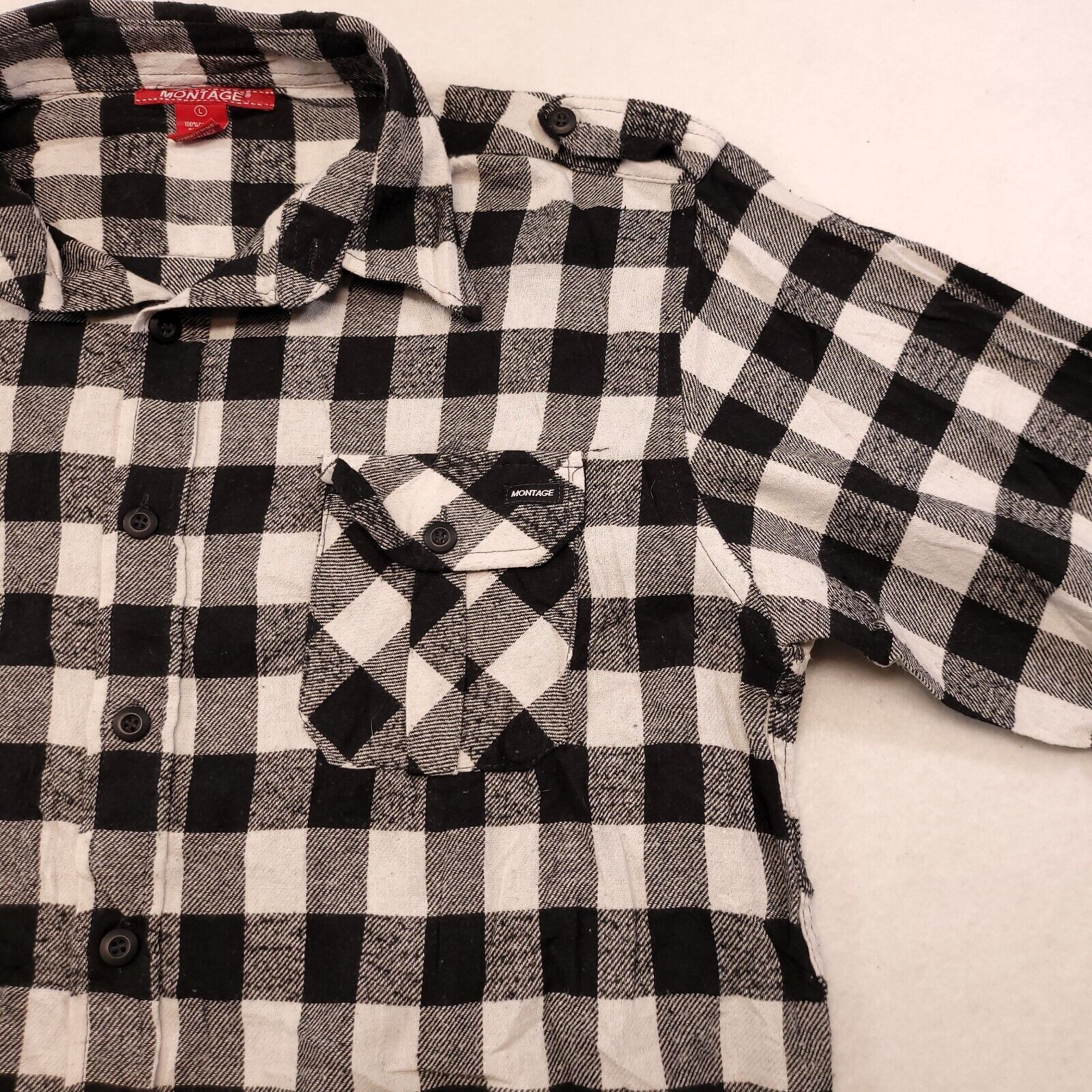 Montage Montage Gingham Flannel Shirt Mens Size Large L Black White Size US L / EU 52-54 / 3 - 5 Thumbnail