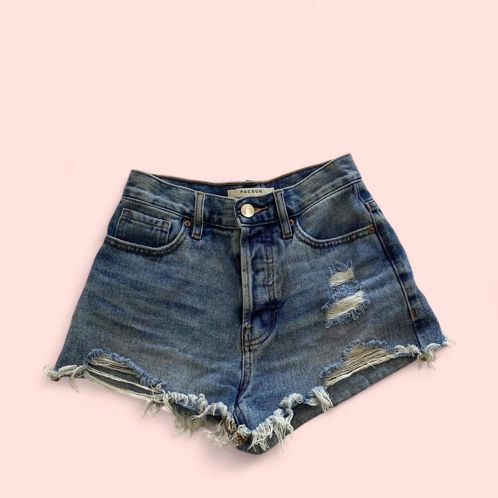 Pacsun PacSun high rise distressed denim shorts Size 42" / US 20 - 1 Thumbnail