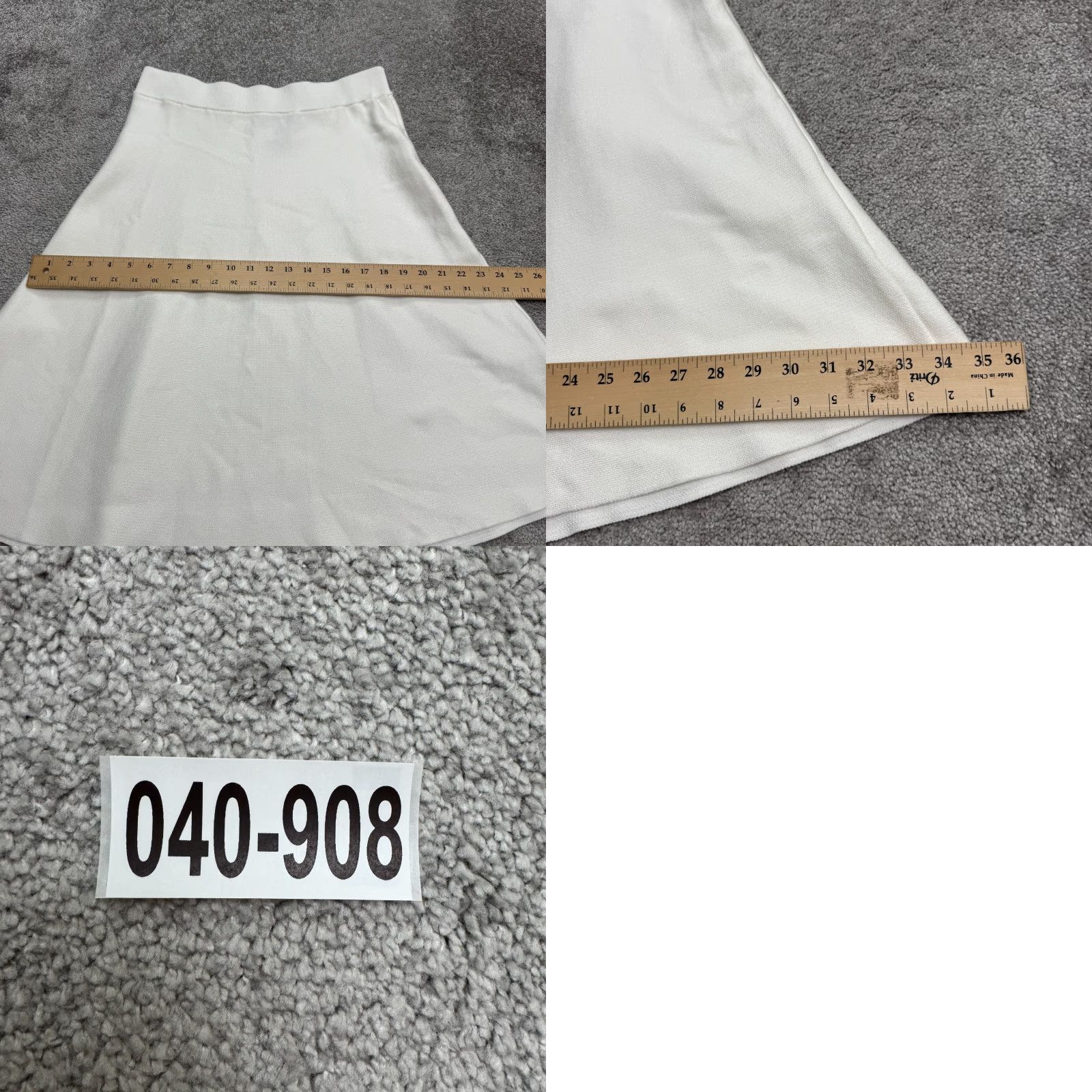 Vintage Lark + Grey Skirt Womens XL A-Line Knee Length White Knit Stretch Elastic Waist Fall Spring Summer Classic Vintage: No, Label: N/A Size 40" / US 18 - 8 Thumbnail