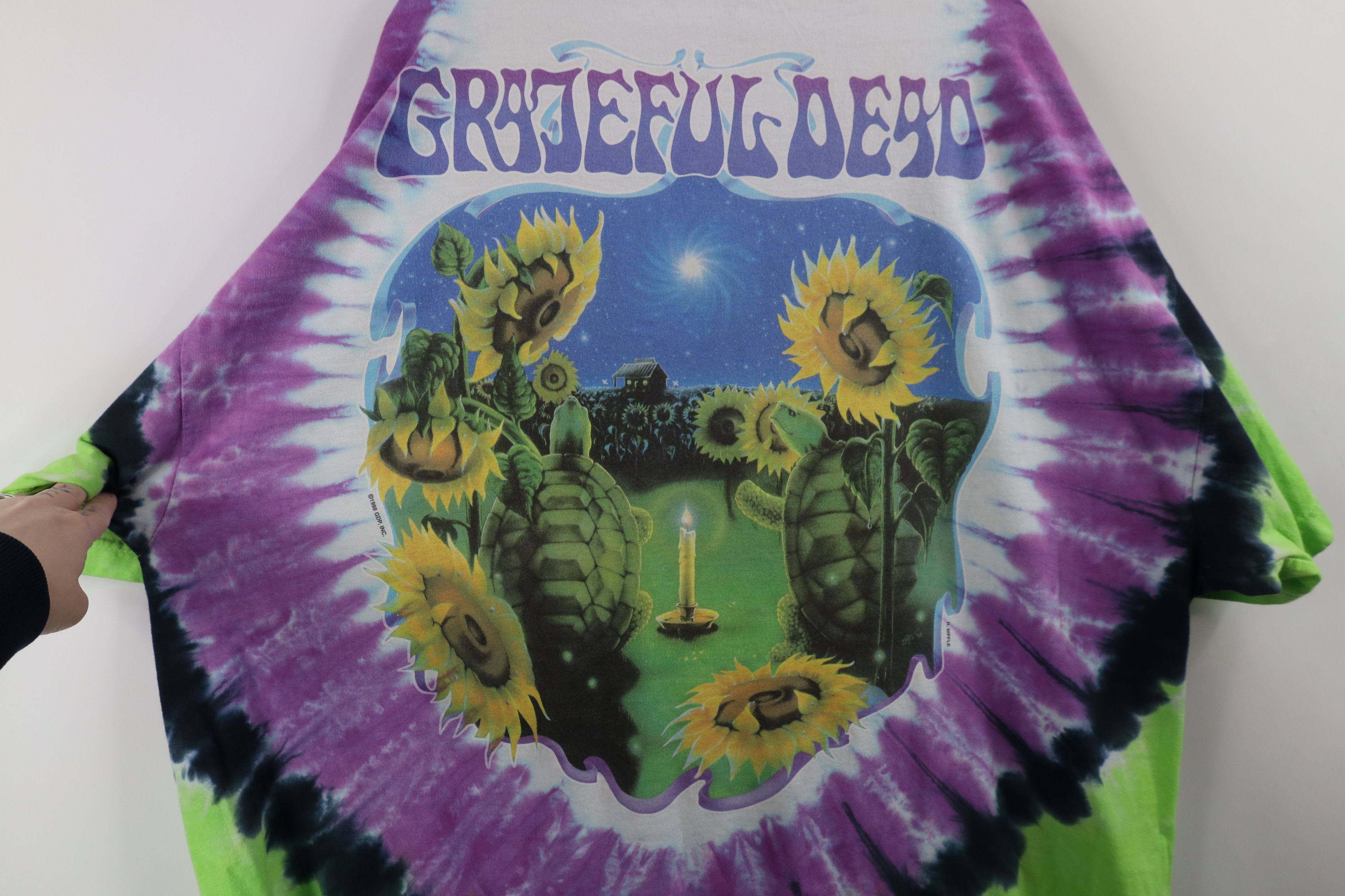 Vintage Vintage 90s Rainbow Dye Turtle Grateful Dead Band T-Shirt Size US XXL / EU 58 / 5 - 10 Thumbnail