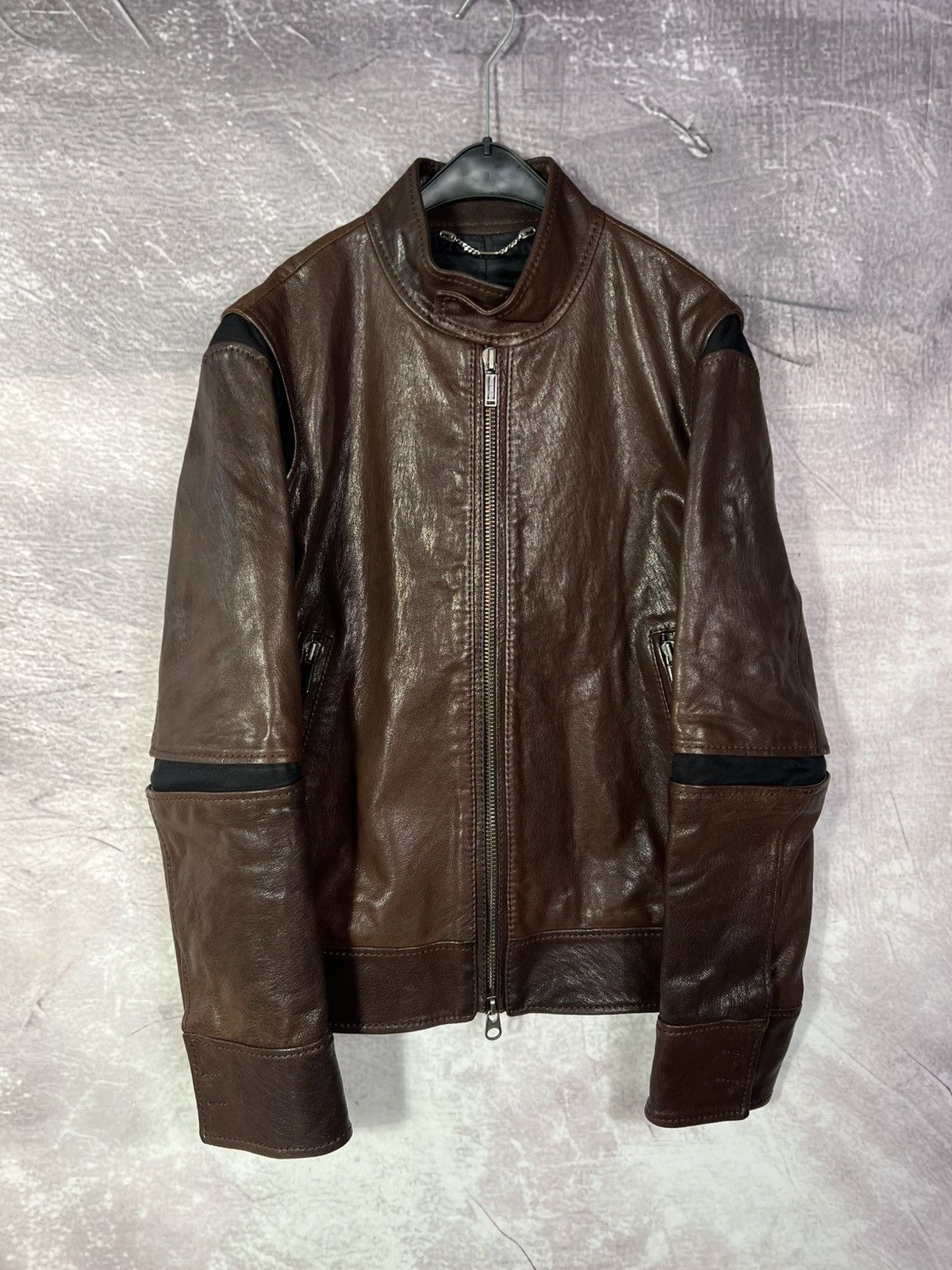 Dirk Bikkembergs RGS Bikkemberg Men Wool Nylon Leather Jacket sz