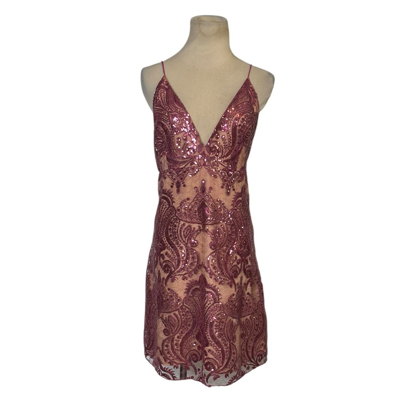 Free People Free People Pink Sequin Spaghetti Strap Mini Dress Size 14 Size XL / US 12-14 / IT 48-50 - 15 Thumbnail
