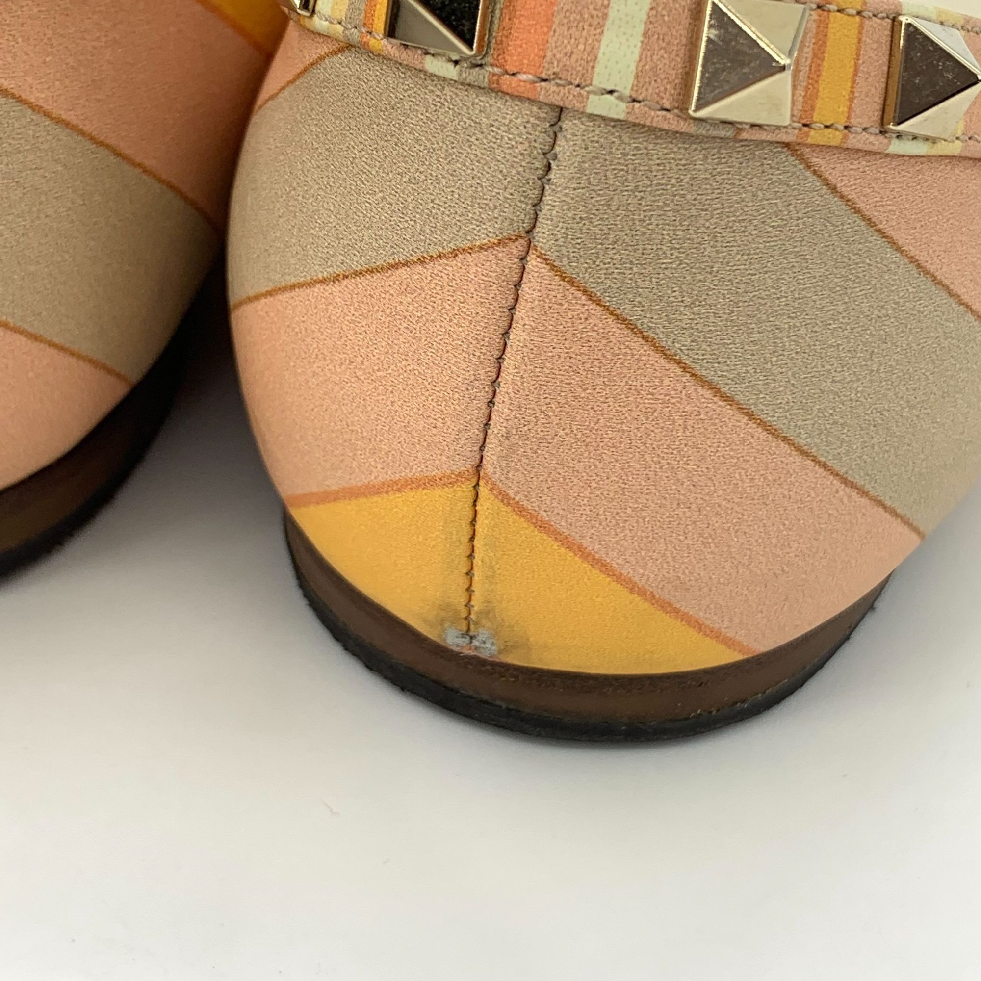 Valentino Valentino Rockstud Striped Leather Pointed-Toe Ballet Flats Size US 6.5 / IT 36.5 - 8 Thumbnail