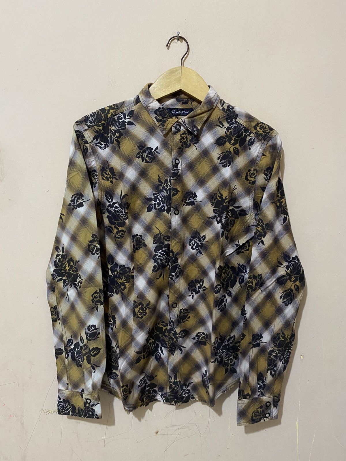 Le Grande Bleu (L.G.B.) Vintage Tornado Mart Floral Checkered Button Shirt Size US M / EU 48-50 / 2 - 1 Thumbnail