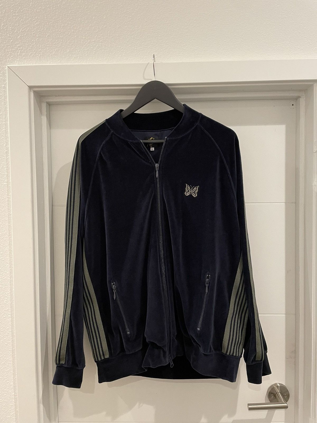 image of Needles Velour Rc Track Jacket in Blue, Men's (Size XL)