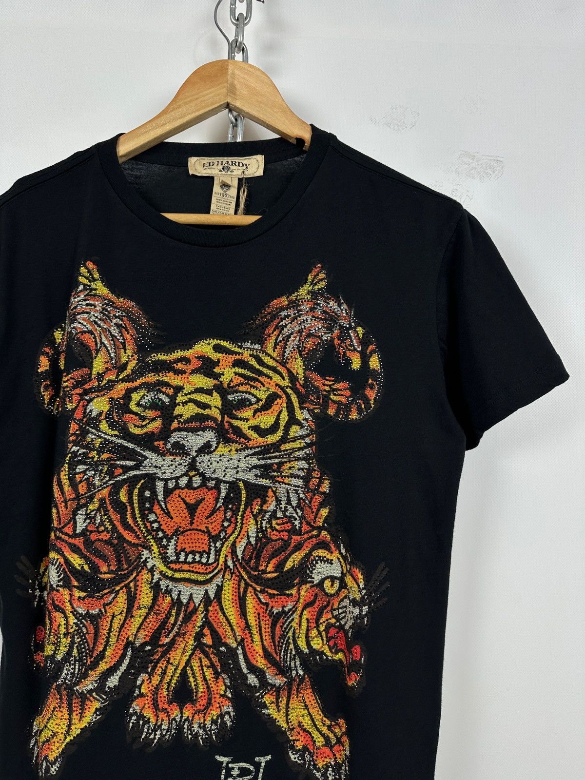 Ed Hardy NWT! Vintage Ed Hardy Rhinestones Tiger Black T-Shirt Size US M / EU 48-50 / 2 - 5 Thumbnail