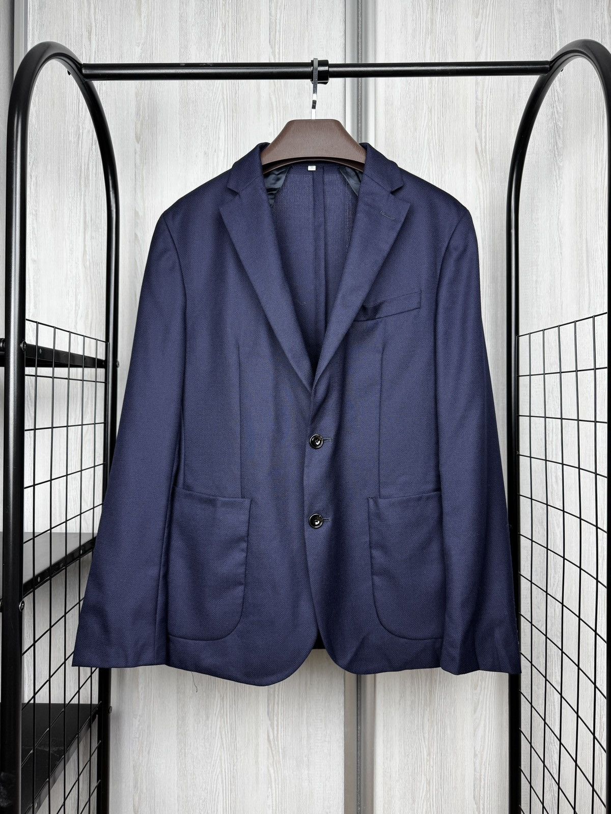 Hardy Amies Hardy Amies Navy Patterned Pure Wool Mens Blazer Heddon Fit Size 40R - 1 Thumbnail