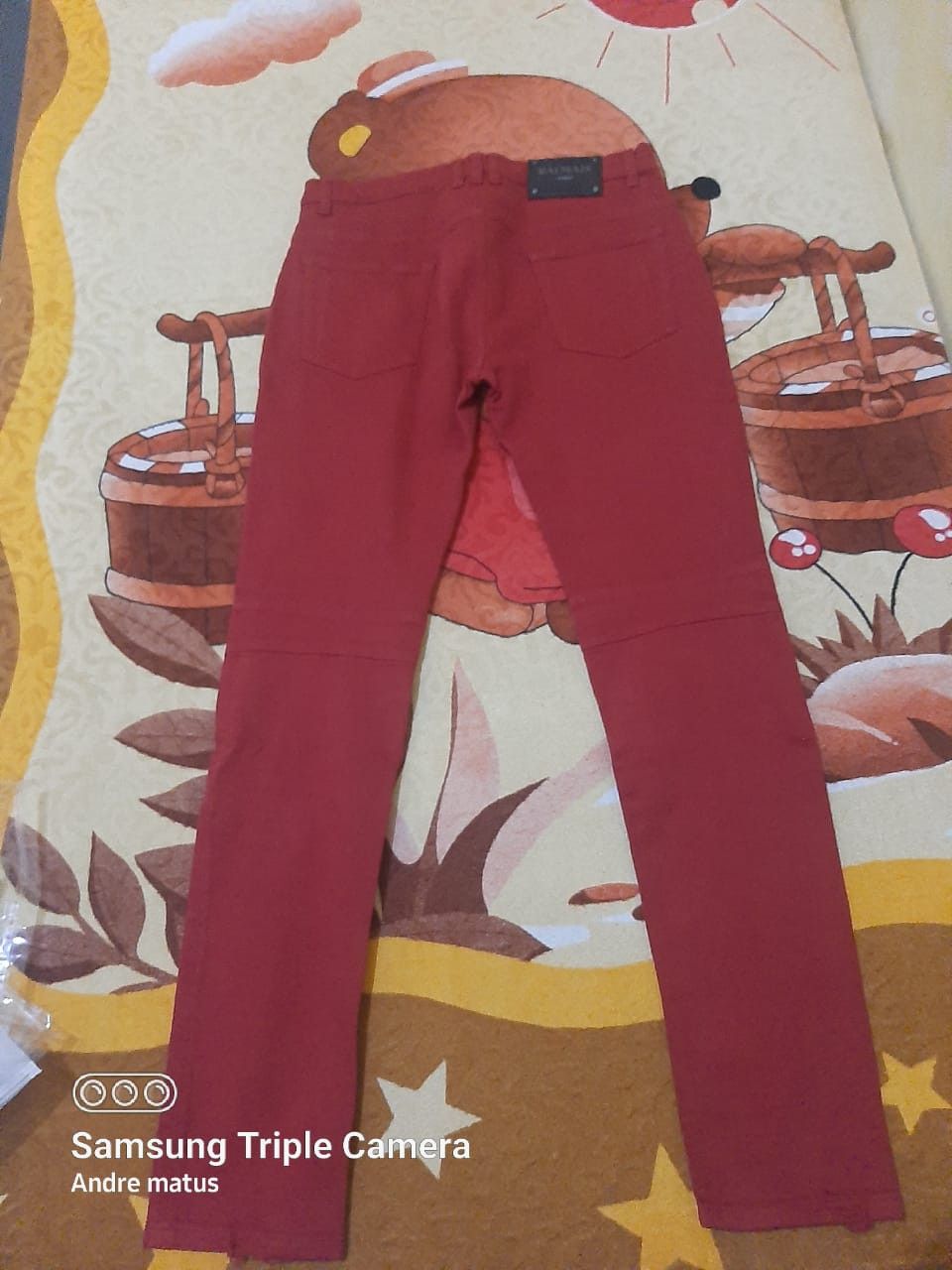Balmain Balmain red ripped bikers jeans Size US 33 - 1 Thumbnail