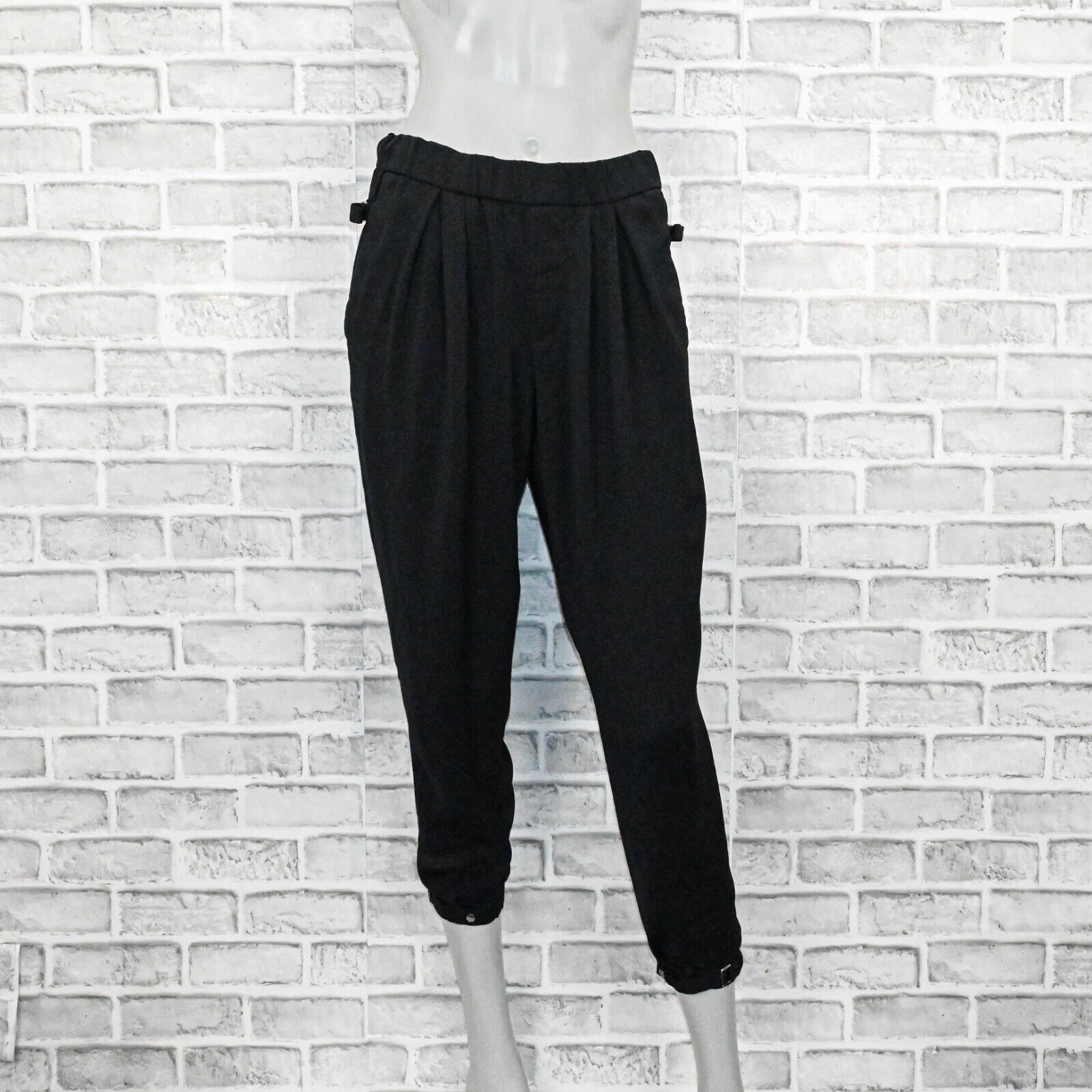 Helmut Lang Helmut Lang black Pleated pull up Pants belt loop ankles Size 25" / US 0 / IT 36 - 1 Thumbnail