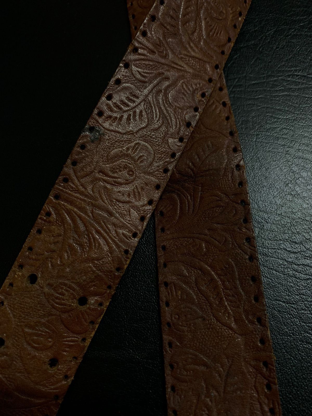 If Six Was Nine Brown leather leaf pattern belt Size ONE SIZE - 2 Thumbnail