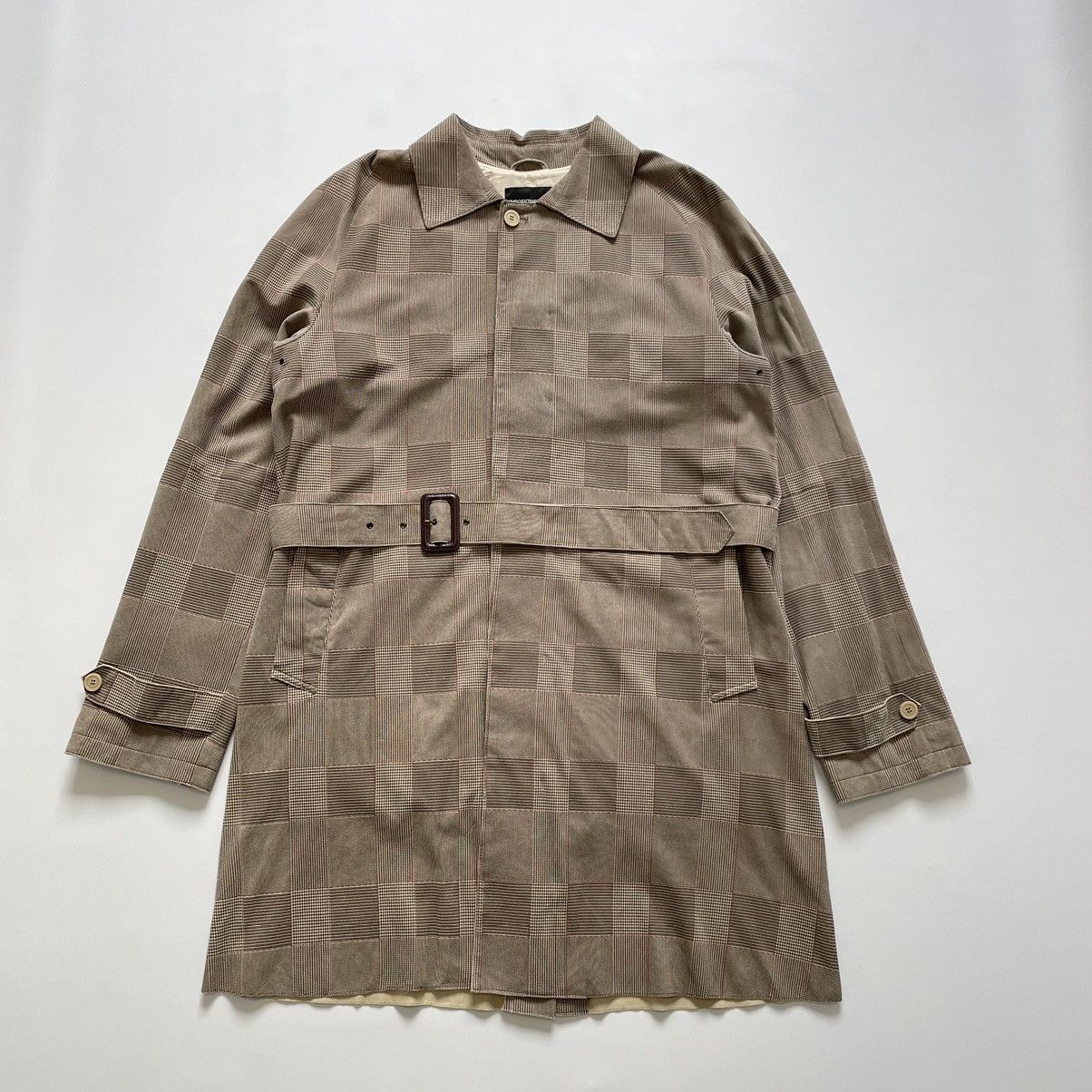 Emporio Armani Prince Of Wales Check Suede Overcoat Size US XL / EU 56 / 4 - 18 Thumbnail