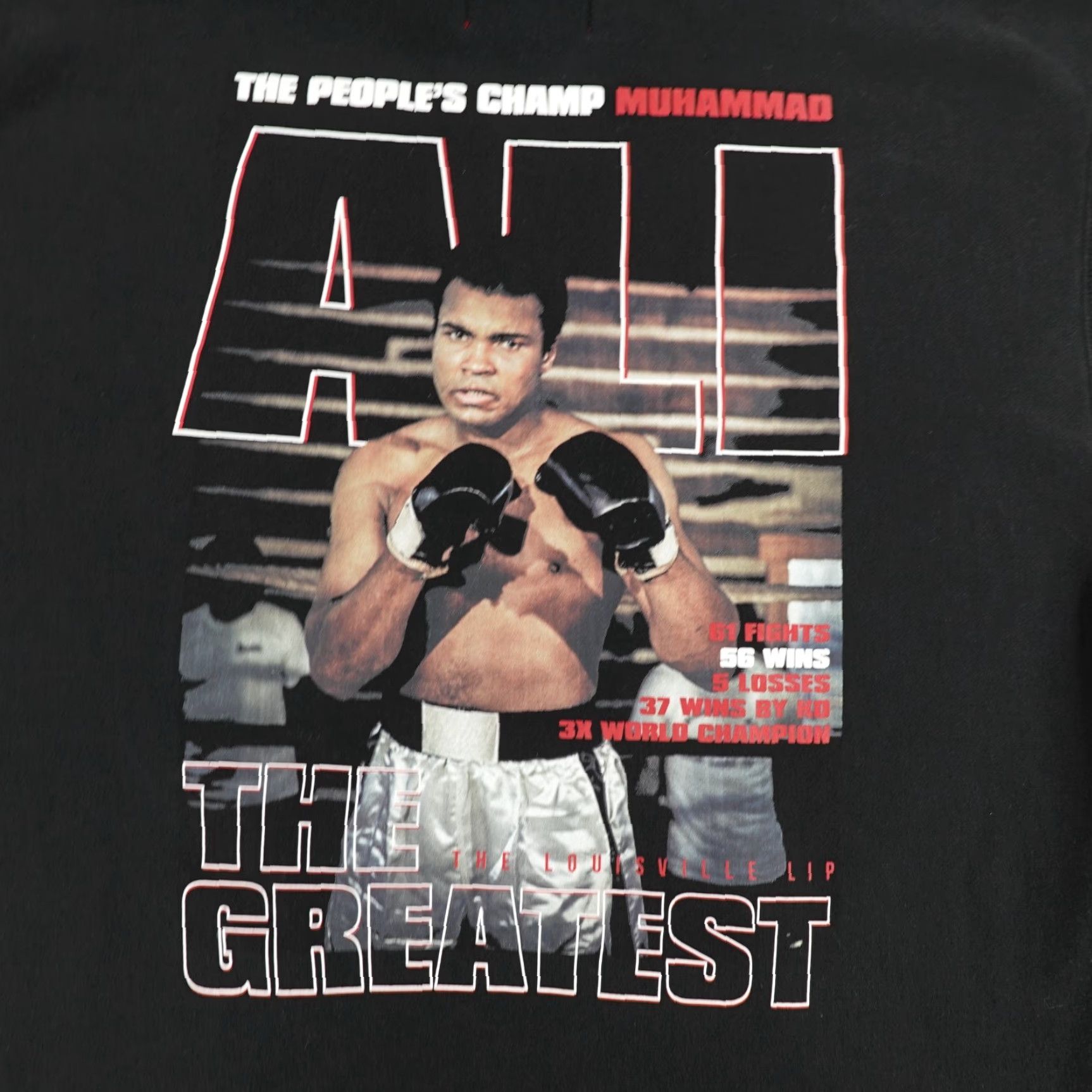 Palace Muhammad Ali Hoodie Mens XL Black Shoe Palace Pullover Sweatshirt Graphic Print Long Sleeve Hooded Pockets Mens Size US XL / EU 56 / 4 - 7 Thumbnail