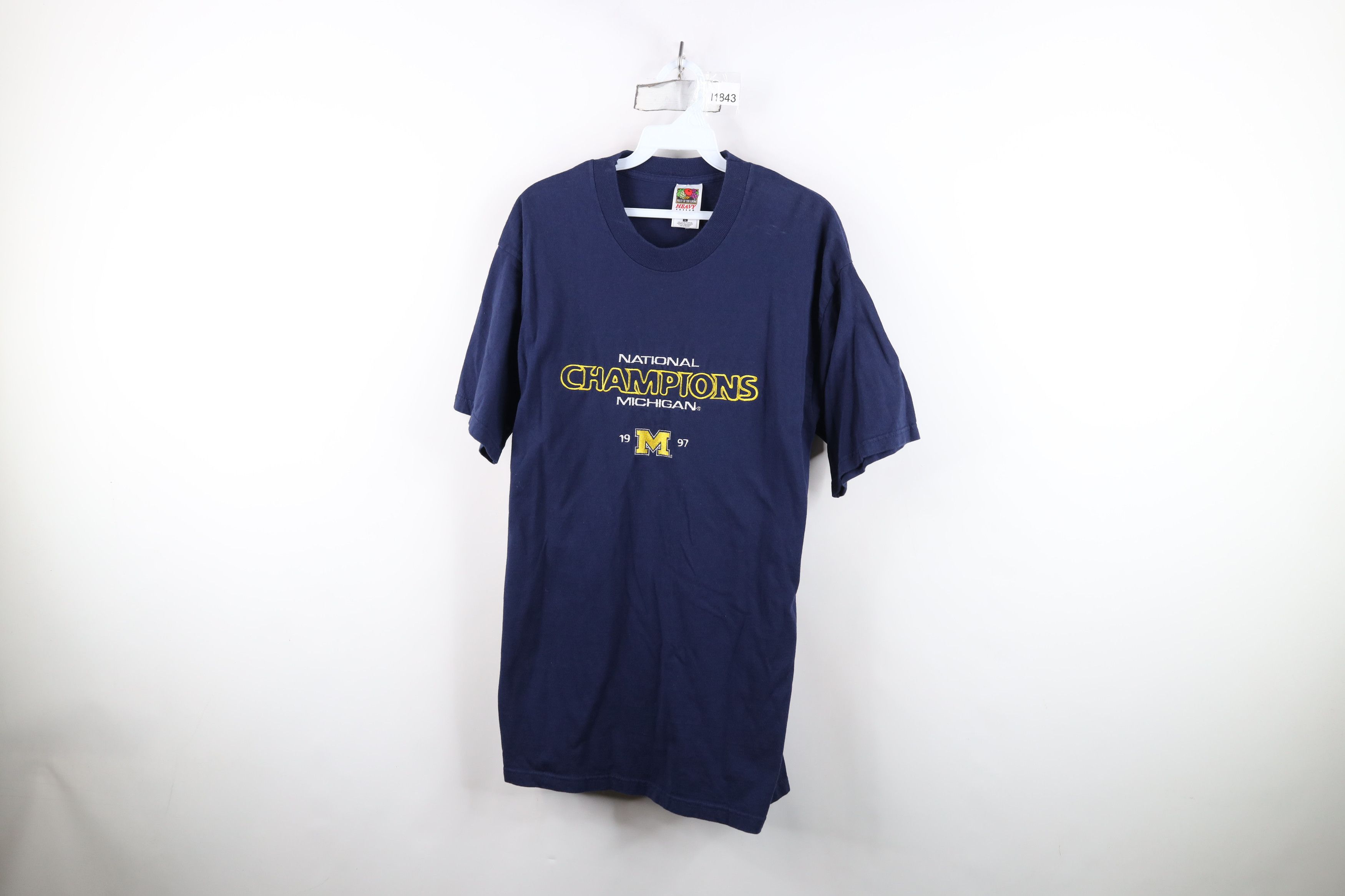 Vintage Vintage 90s University of Michigan Football T-Shirt Blue Size US L / EU 52-54 / 3 - 1 Thumbnail