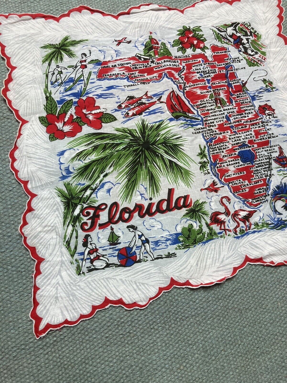 Vintage 1950s Florida souvenir hanky handkerchief bandana pre Disney Size ONE SIZE - 2 Thumbnail