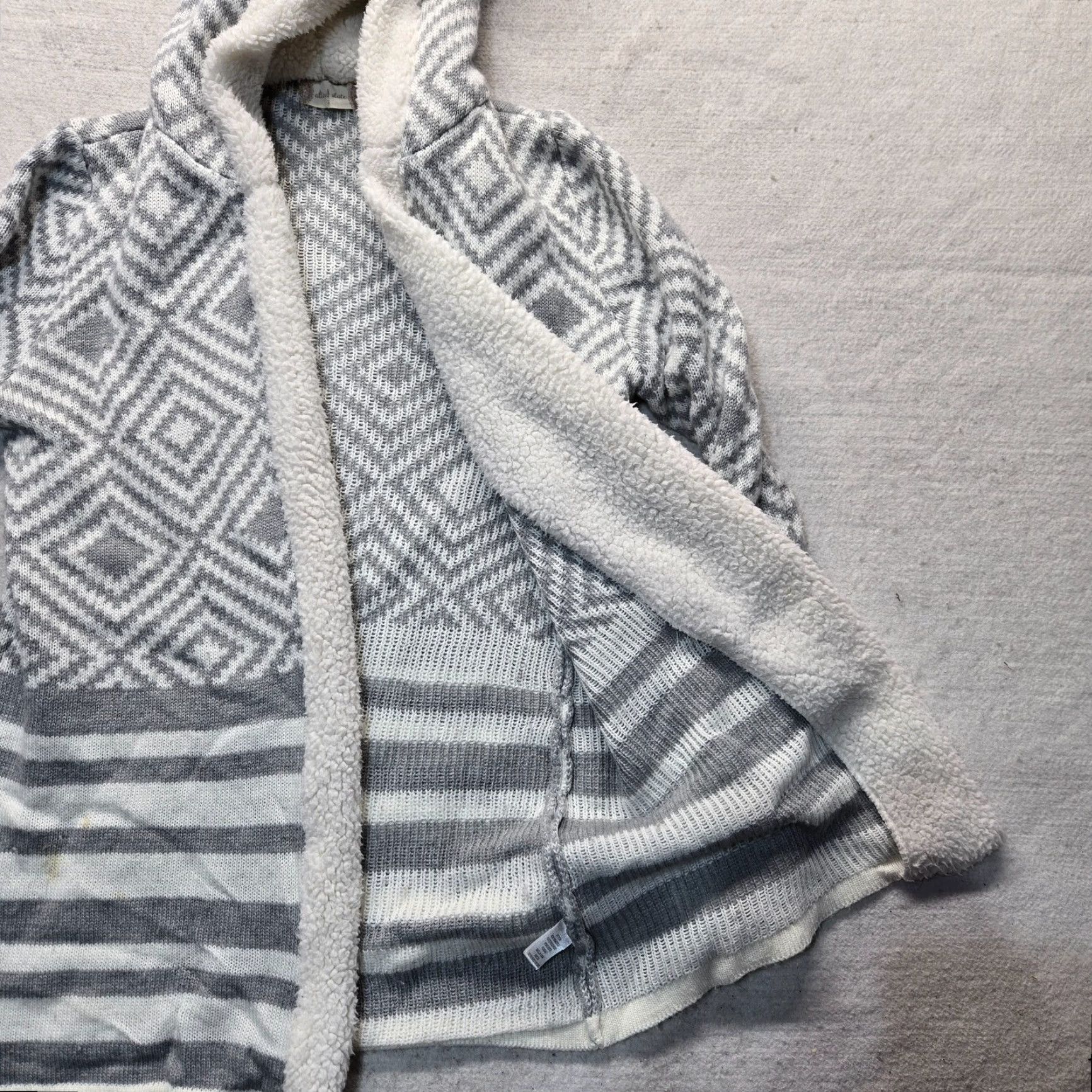 Vintage Altar'd State Cardigan Sweater Open Front Striped Mauve Gray White Adult Women's S Small Regular Size Small Size S / US 4 / IT 40 - 4 Thumbnail
