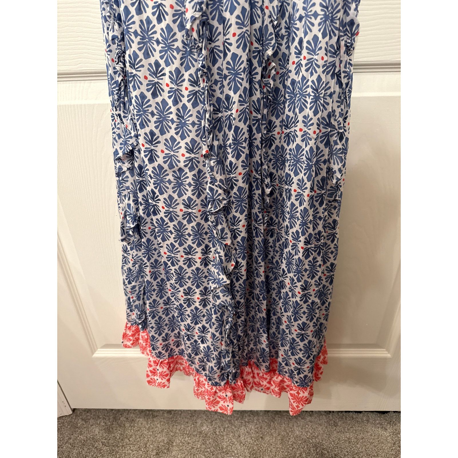 Vineyard Vines Vineyard Vines Block Print Shell Ruffled Maxi Dress, 6 Size M / US 6-8 / IT 42-44 - 4 Thumbnail