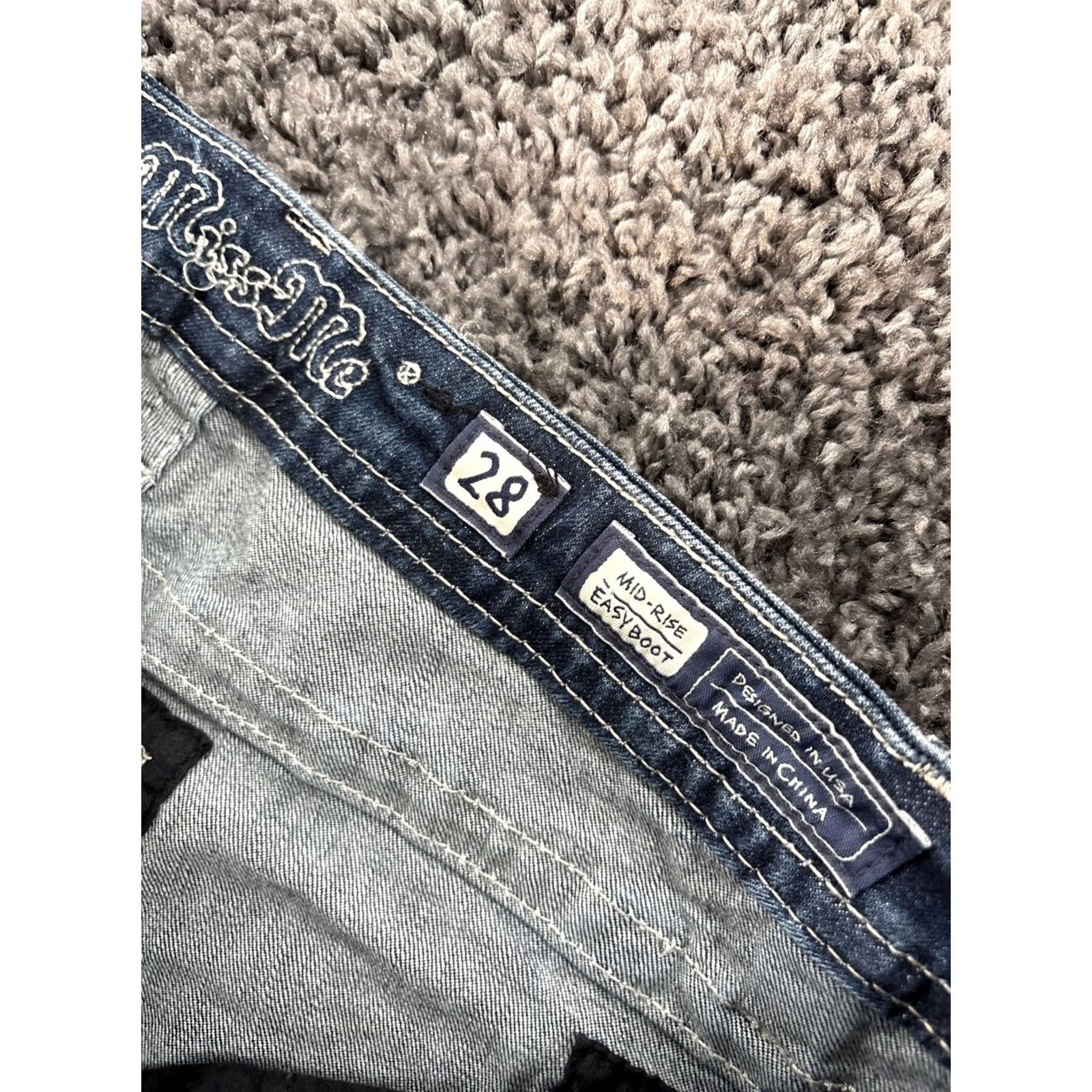 Miss Me Miss Me Jeans Bootcut Dark Wash 28 Miss Me Easy Women’s Denim Beaded Rhinestone Low Rise 27 In Inseam Womens Size 28" / US 6 / IT 42 - 6 Thumbnail