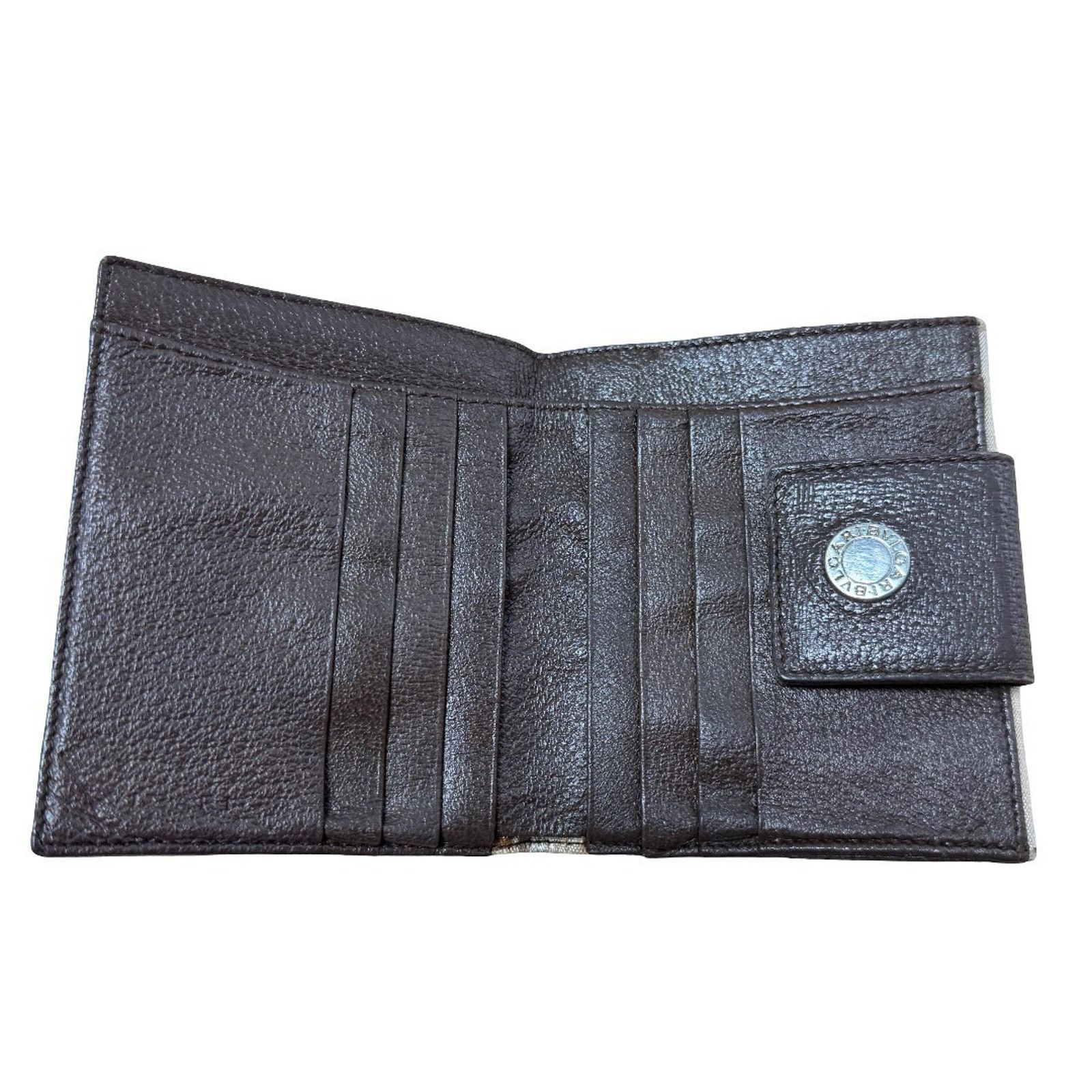 Bvlgari BULGARI Logo Canvas Mens Wallet Snap Brown Beige Italy COA Size ONE SIZE - 7 Thumbnail
