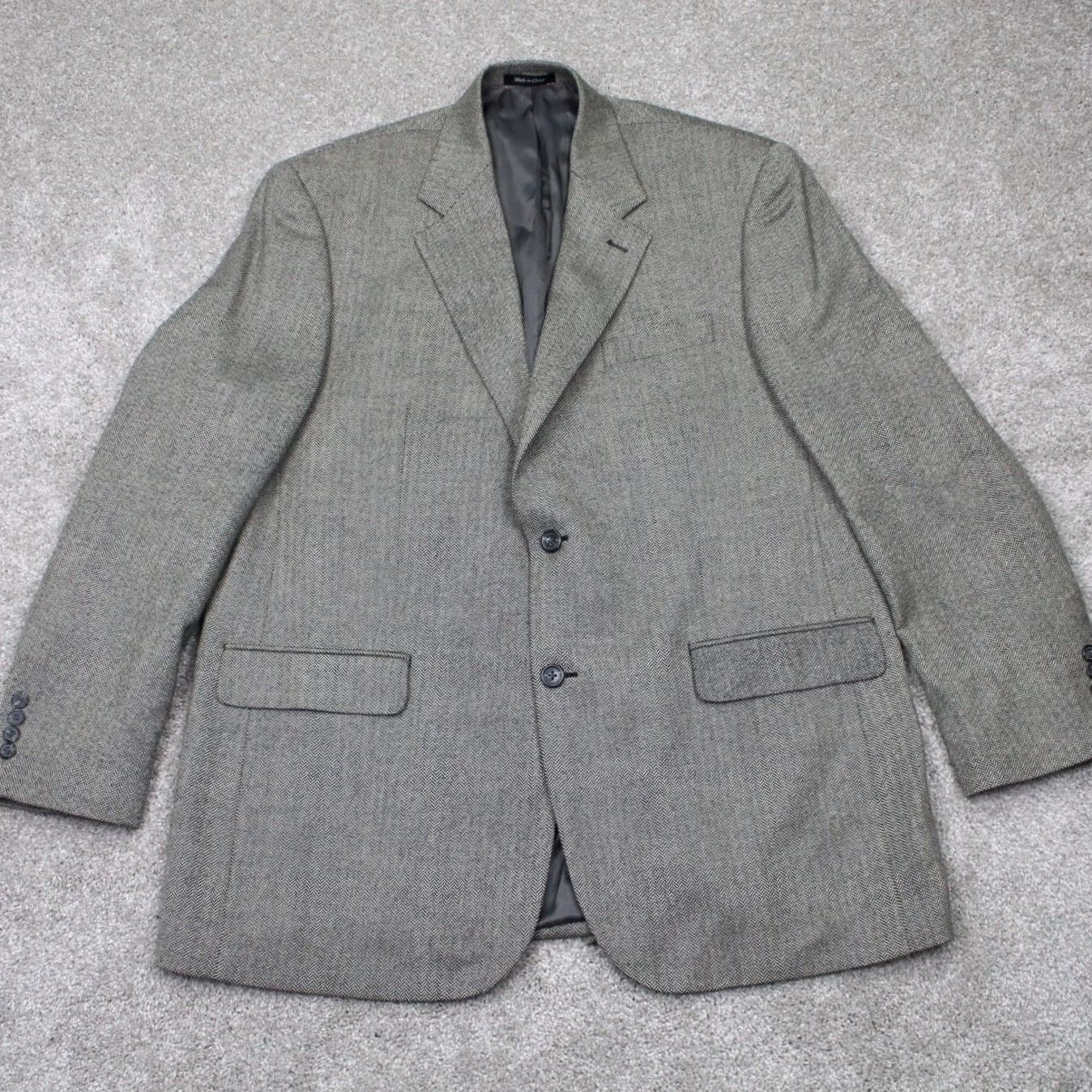 Ralph Lauren LAUREN Ralph Lauren Blazer Mens 46L Gray 2 Button Lambswool Single-Breasted Notch Lapel Wool Blend Jacket Size 46R - 2 Thumbnail