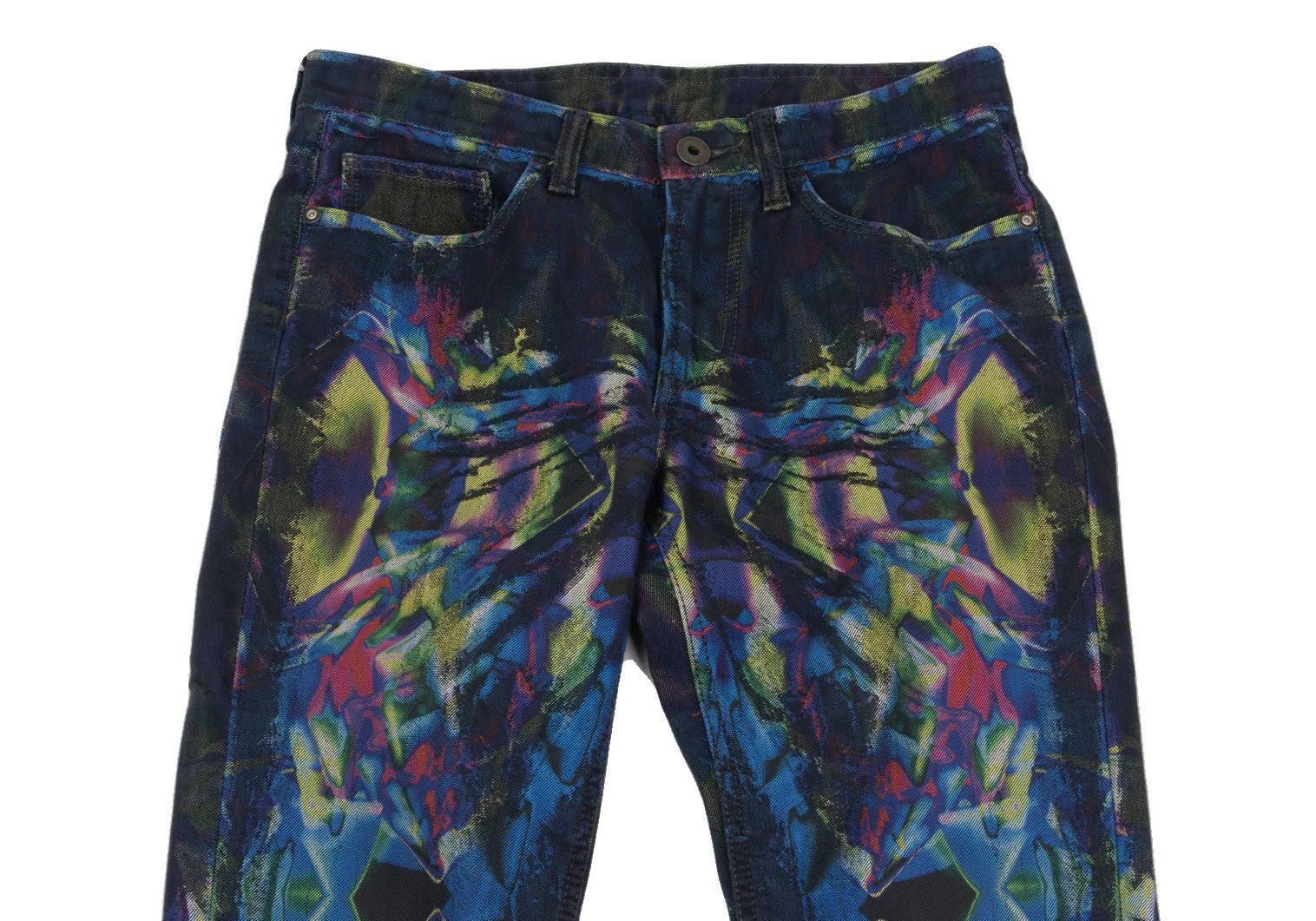 Issey Miyake Kaleidoscope Jacquard Washed Denim Pants in Blue Multi Size US 30 / EU 46 - 2 Thumbnail