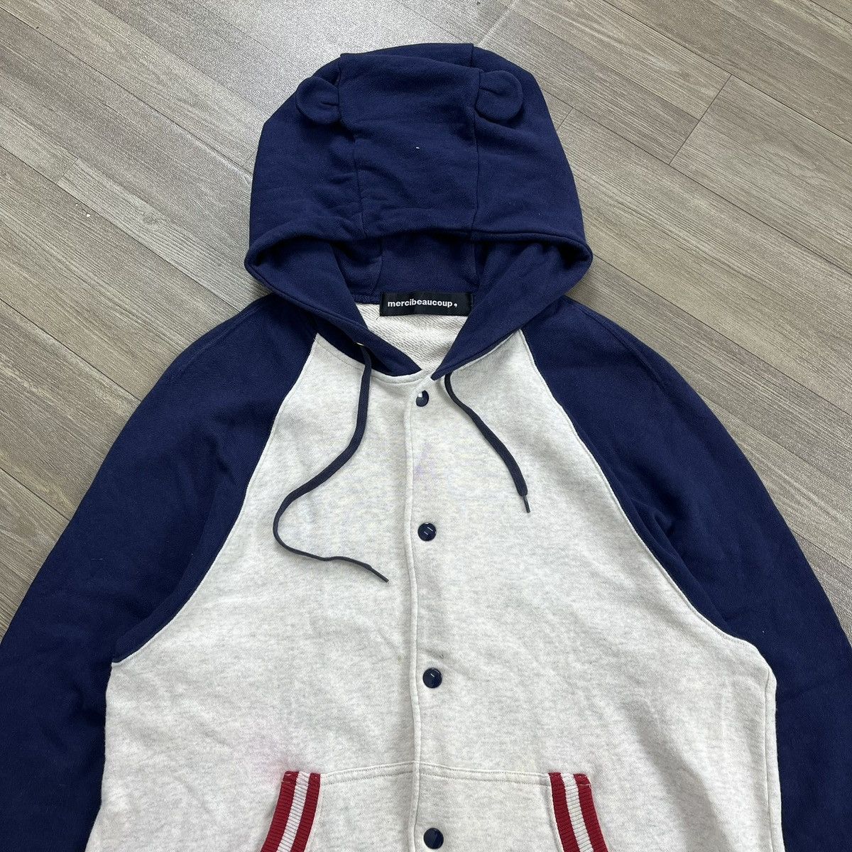 mercibeaucoup Vintage Mercibeaucoup Issey Miyake Panda Ear Varsity Hooded Size US L / EU 52-54 / 3 - 2 Thumbnail