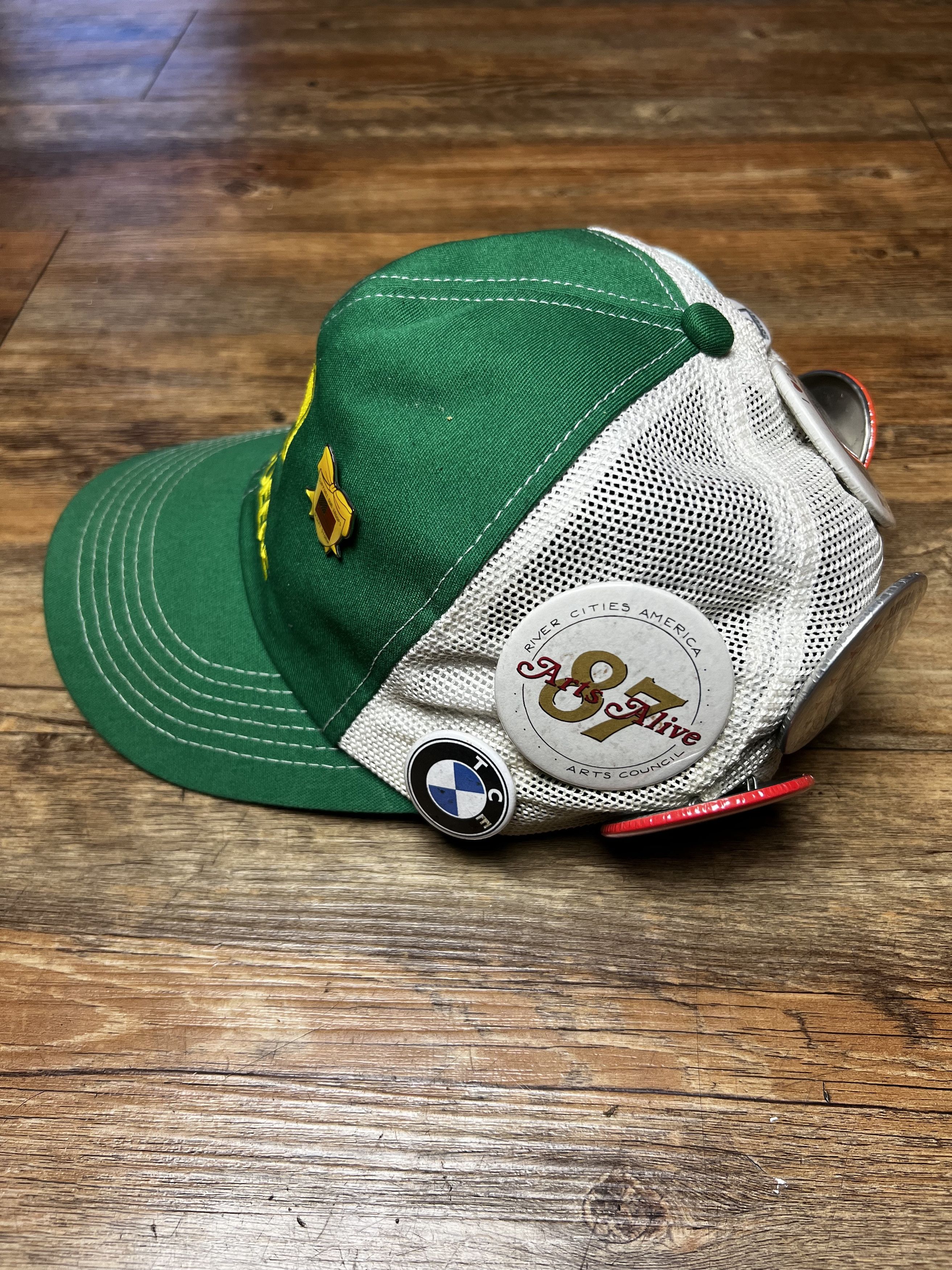 John Deere Vintage John Deere Green + White 6 Panel Snapback Hat w Pins Size ONE SIZE - 4 Thumbnail