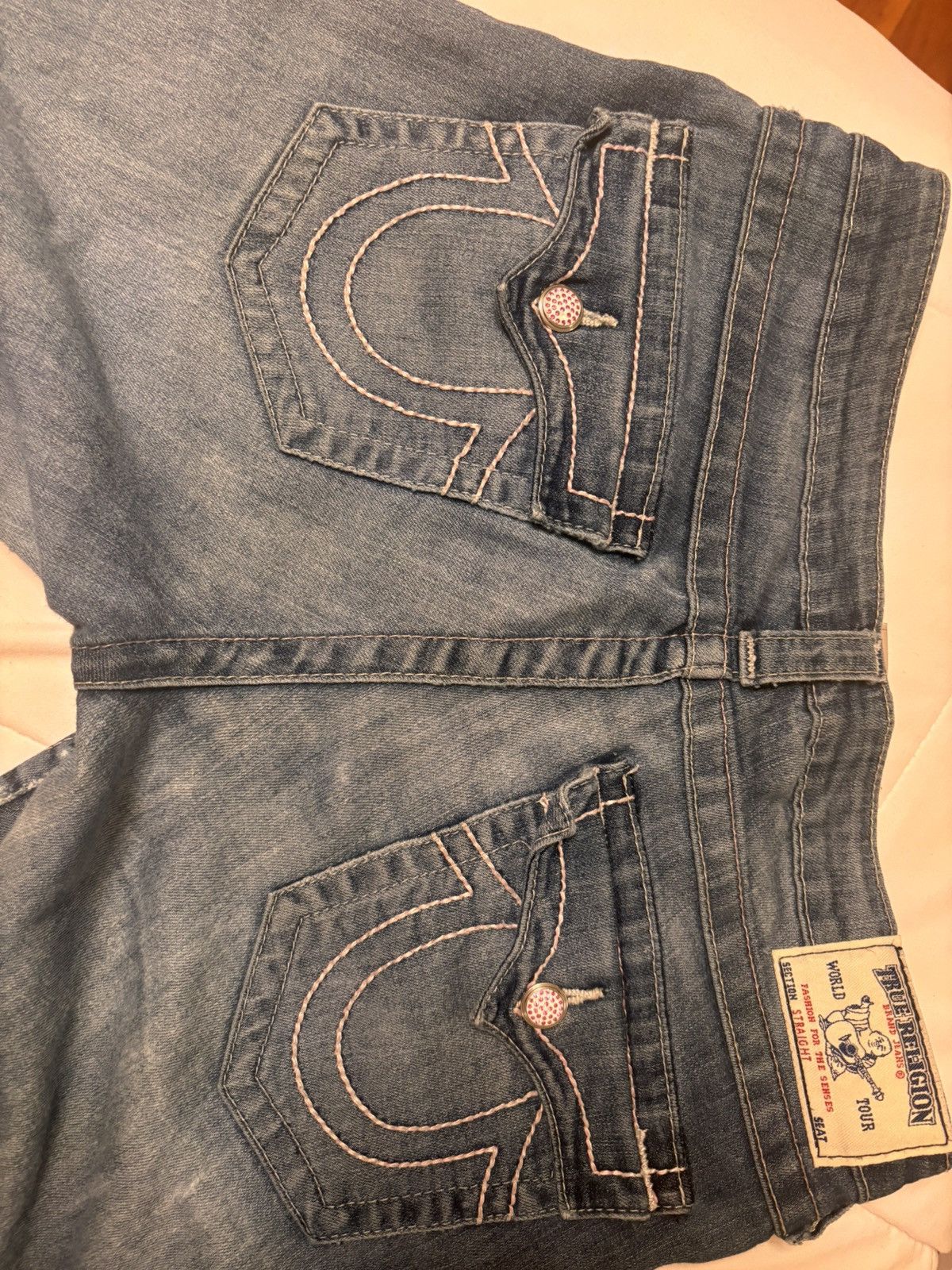 True Religion True Religion Pink Stitching Jeans Size 30" / US 8 / IT 44 - 2 Thumbnail