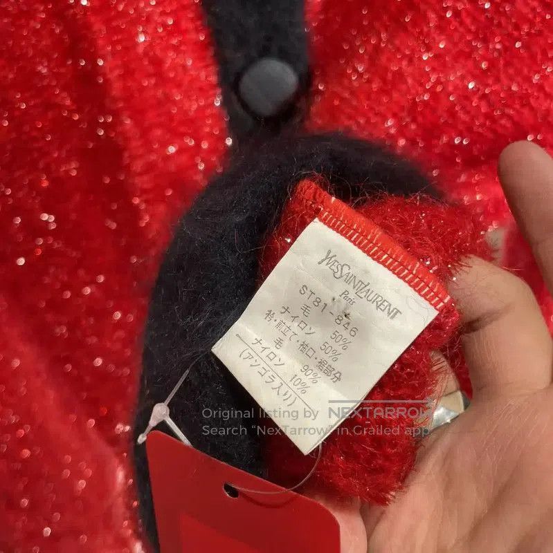 Yves Saint Laurent YSL Red Women's Cardigan with Black Accents . Size L / US 10 / IT 46 - 4 Thumbnail