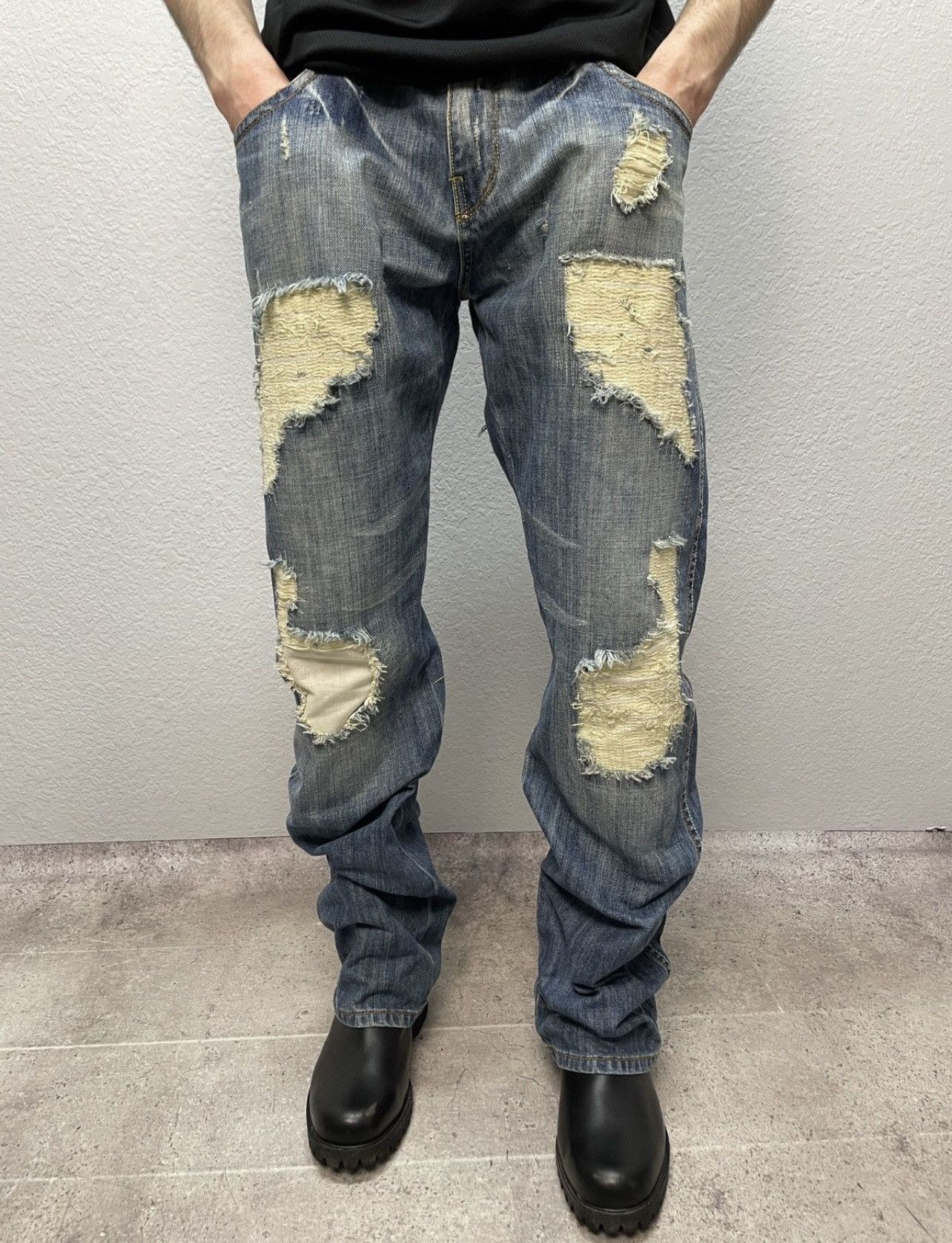 G-Star Vintage 00s Junya Watanabe Style Distressed Jeans Pants Size US 32 / EU 48 - 1 Thumbnail