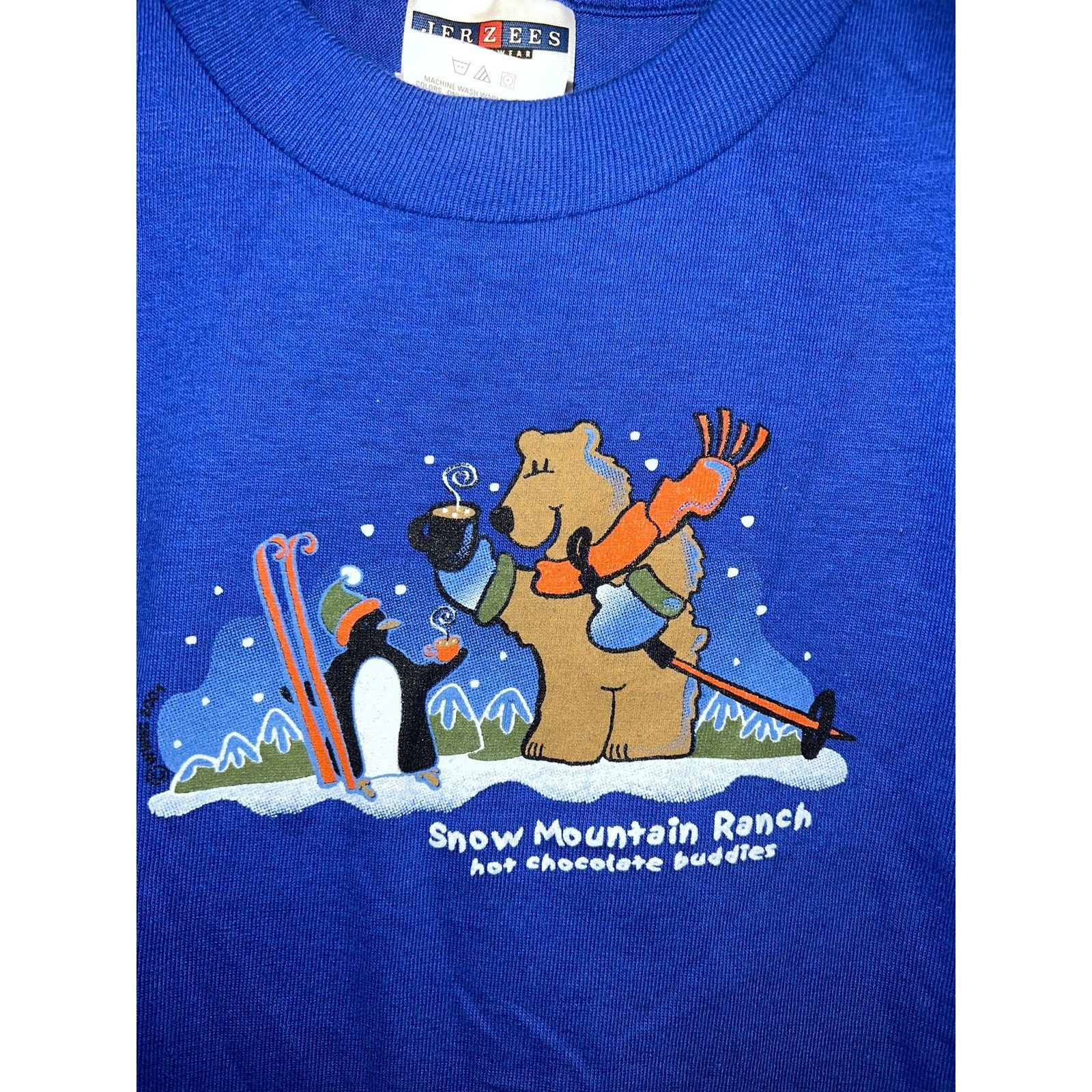 Jerzees 90s Youth Snow Mountain Hot Chocolate Buddies Shirt Kid's XS Size XS / US 0-2 / IT 36-38 - 2 Thumbnail