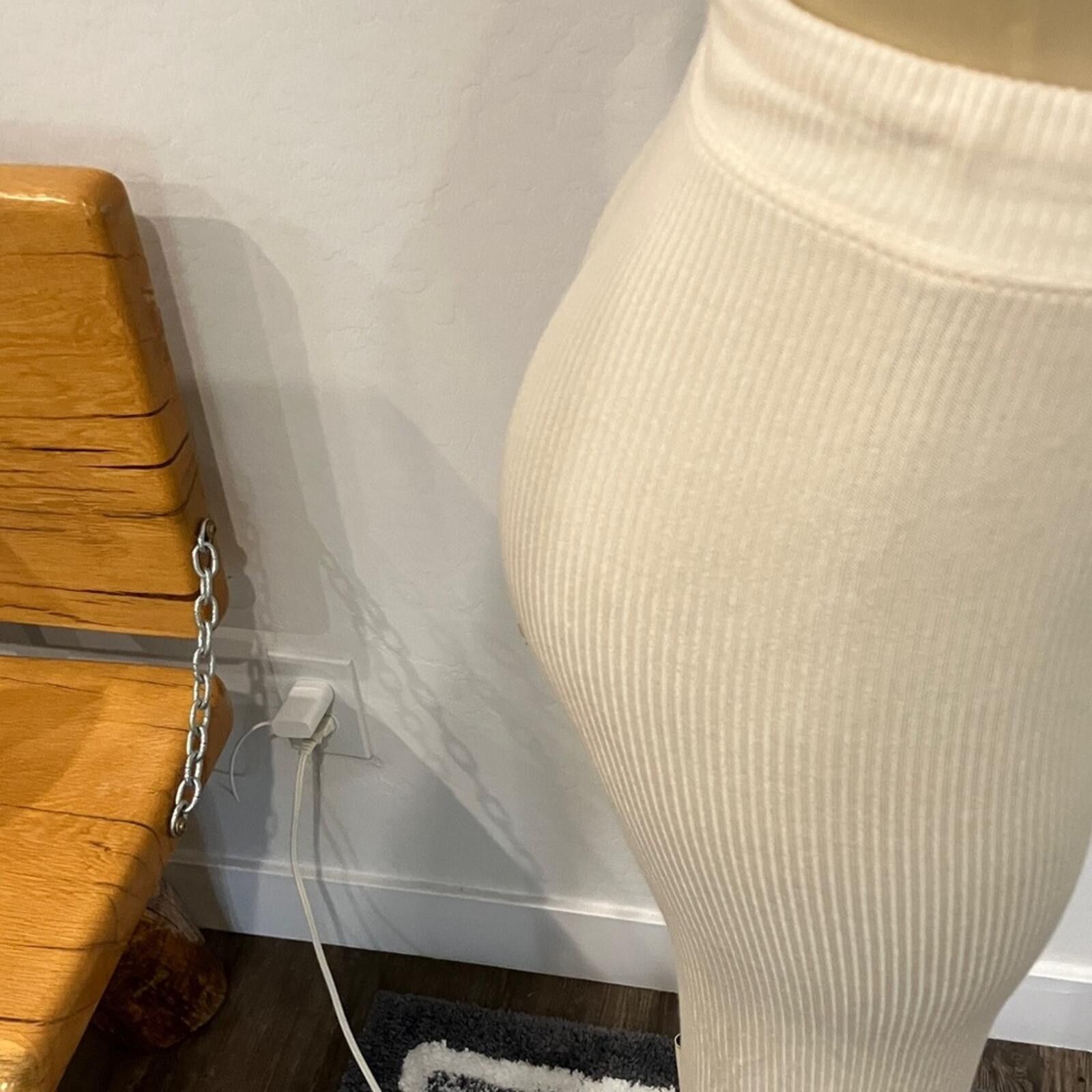 The Unbranded Brand NWOT Elegant Cream Ribbed Pajama Pants Size ONE SIZE - 5 Thumbnail