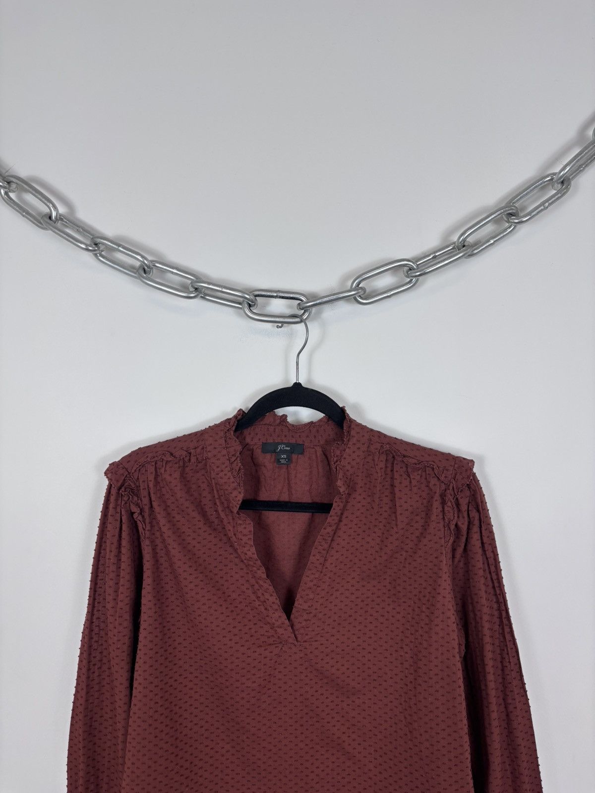 J.Crew J. Crew Women’s Orange Brown V-Neck Popover Blouse Size XS / US 0-2 / IT 36-38 - 2 Thumbnail