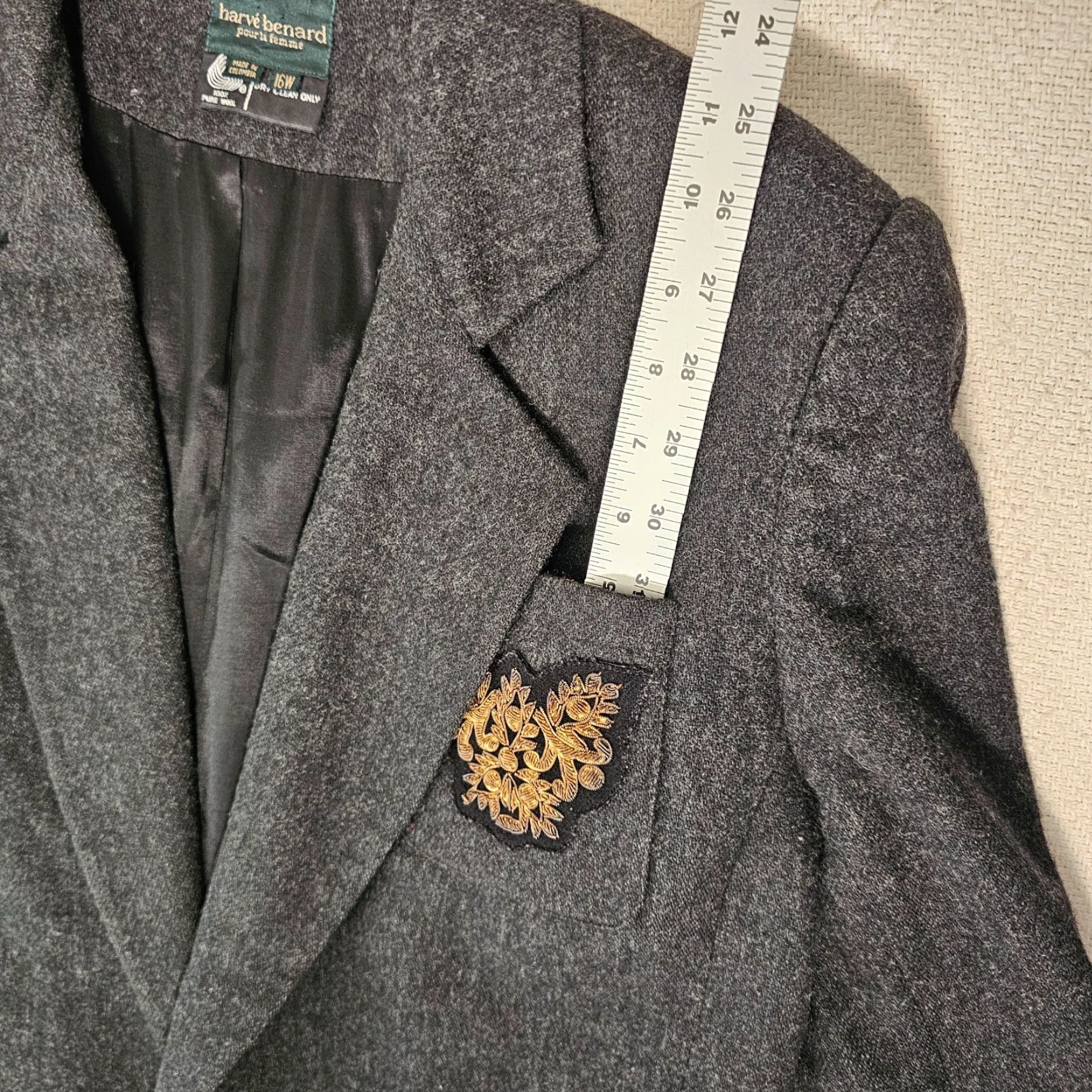 Vintage VINTAGE harvé benard Blazer Wool Dark Gray 16W Petite Pockets Womens Size XXL / US 16-18 / IT 52-54 - 4 Thumbnail