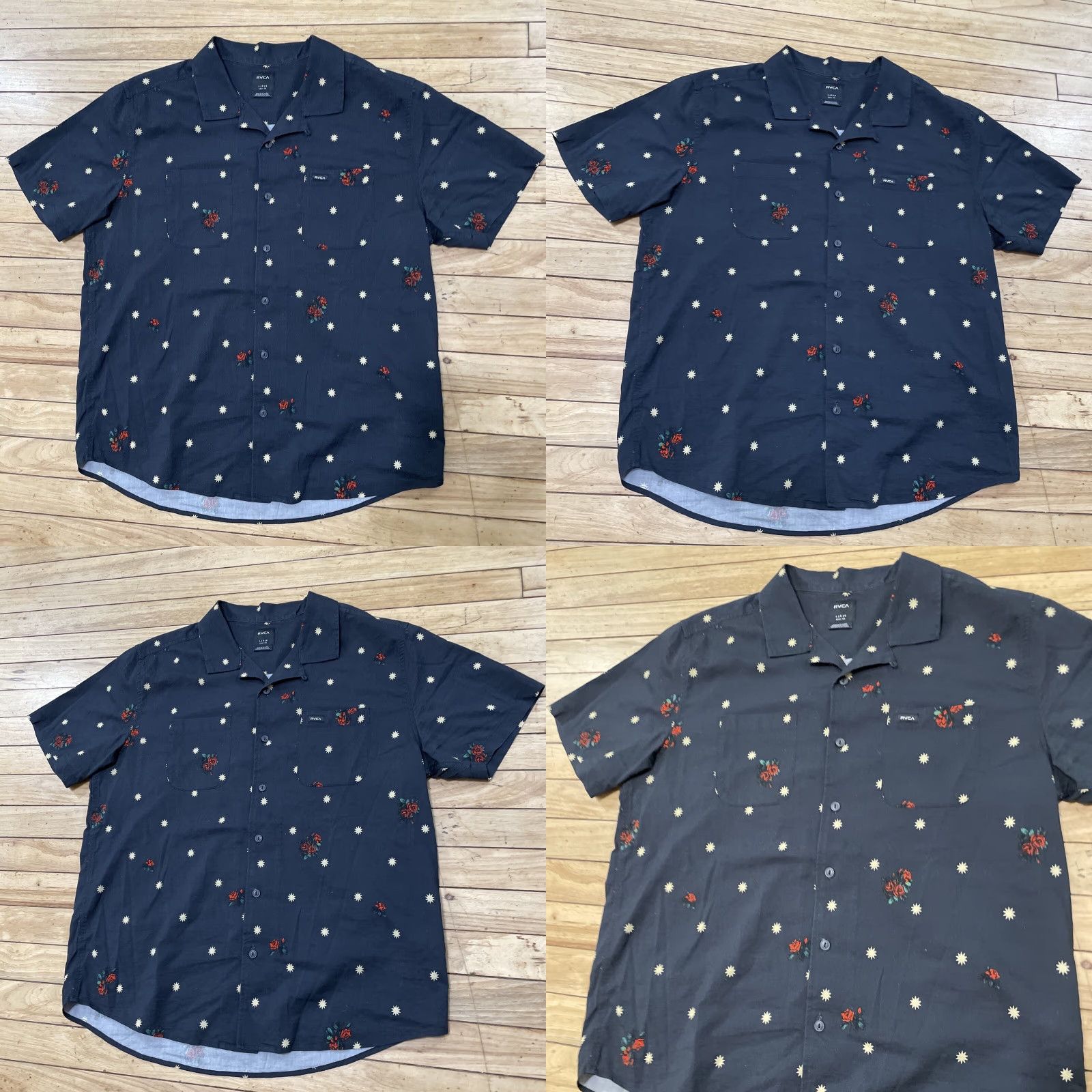 RVCA RVCA Button-Down Shirt Men L Relaxed Black Rose Star Beachy Preppy Punk Y2K Shirt Adults Sons? Size US L / EU 52-54 / 3 - 10 Thumbnail
