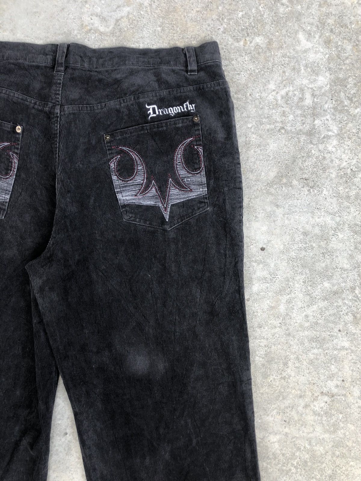 Dragonfly Rare Sex Pistols Flared Embroidered Corduroy Size US 37 - 9 Thumbnail