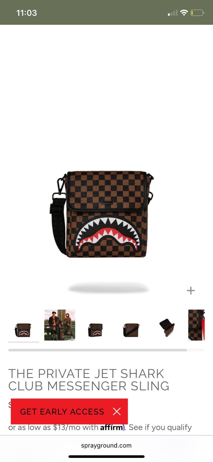 Sprayground The Private Jet Shark Club Messenger Sling Size 30 - 5 Thumbnail