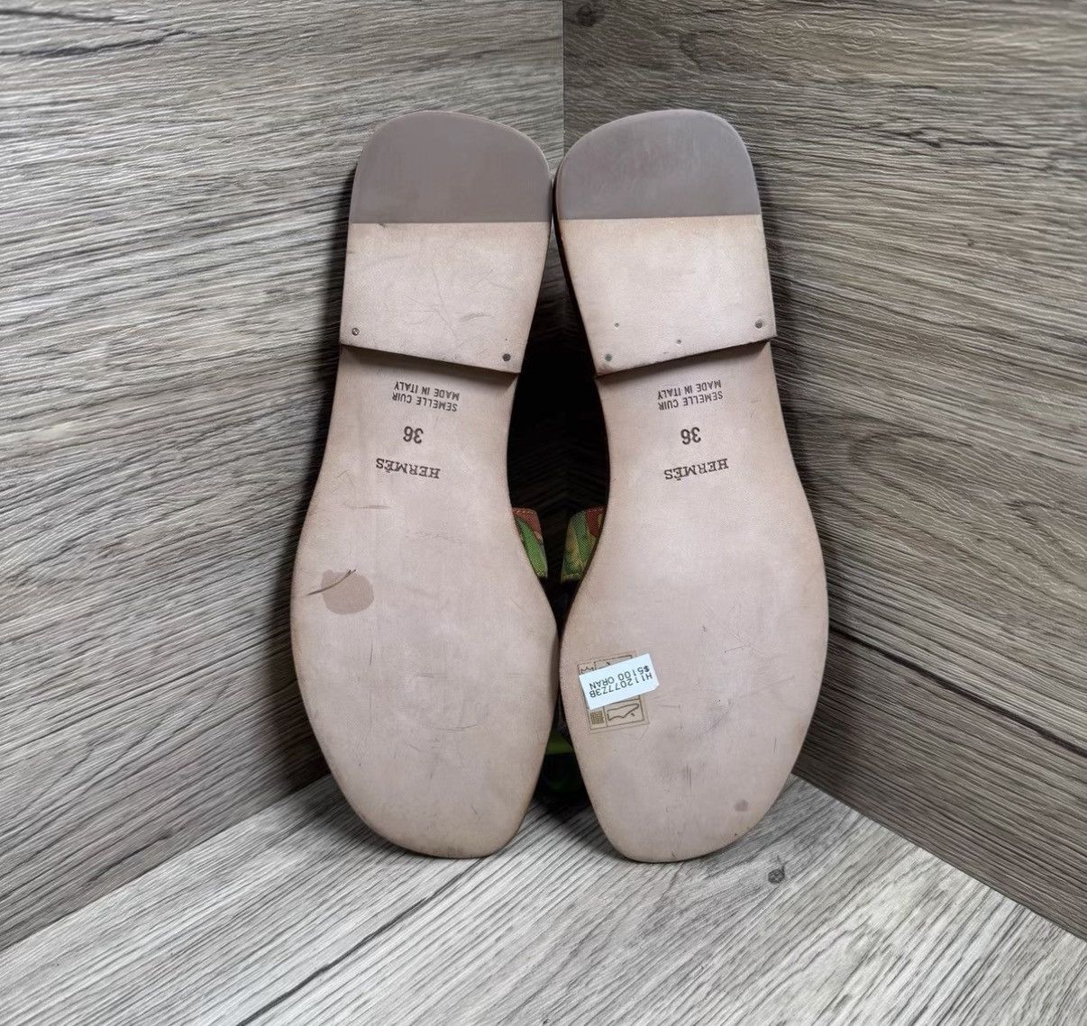 Hermes Hermès Oran Green & Yellow H Slippers J41 Size US 6 / IT 36 - 5 Thumbnail