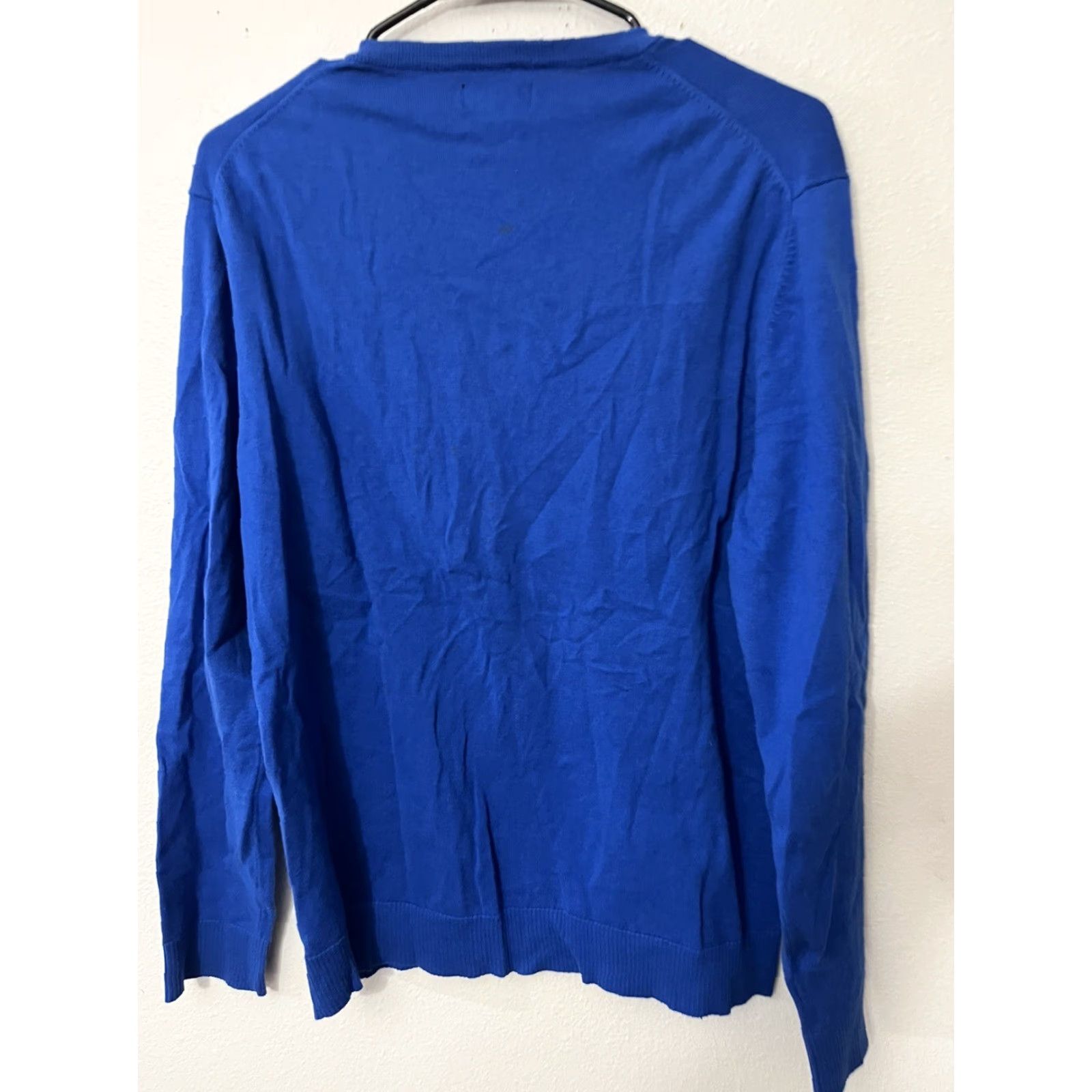 Alfani ALFANI L Mens Long Sleeve V-Neck Blue Cotton Sweater Shirt Top Regular Fit Size US L / EU 52-54 / 3 - 3 Thumbnail