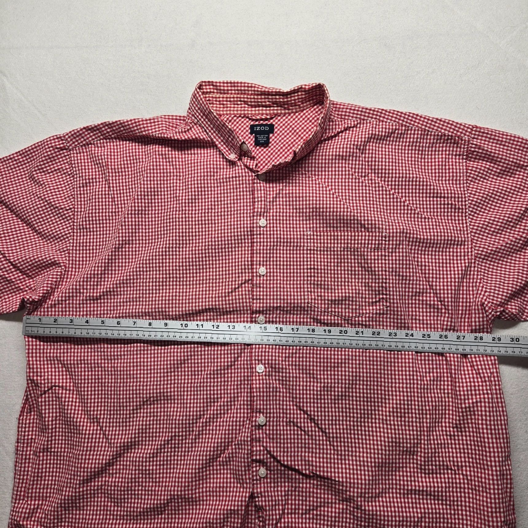 Izod IZOD Shirt Red Checkered 100% Cotton Short Sleeve Button Up Adult Men 3X Plaid Vintage No Size US XXL / EU 58 / 5 - 4 Thumbnail