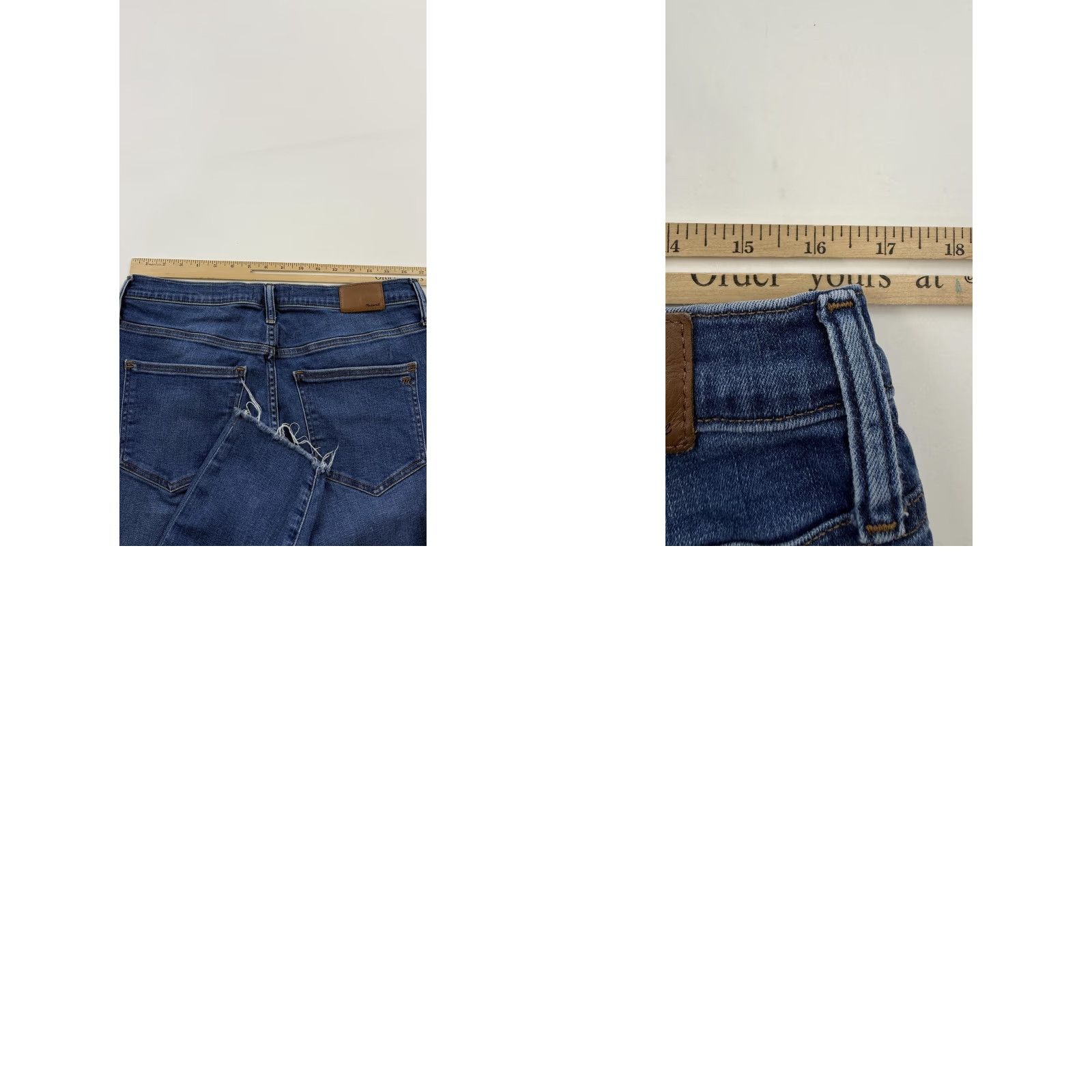Madewell Madewell Jeans Womens 32 Blue 9 Inch Mid Rise Skinny Frayed Hem Button Fly Stretch Denim Size 24" / US 00 / IT 34 - 8 Thumbnail