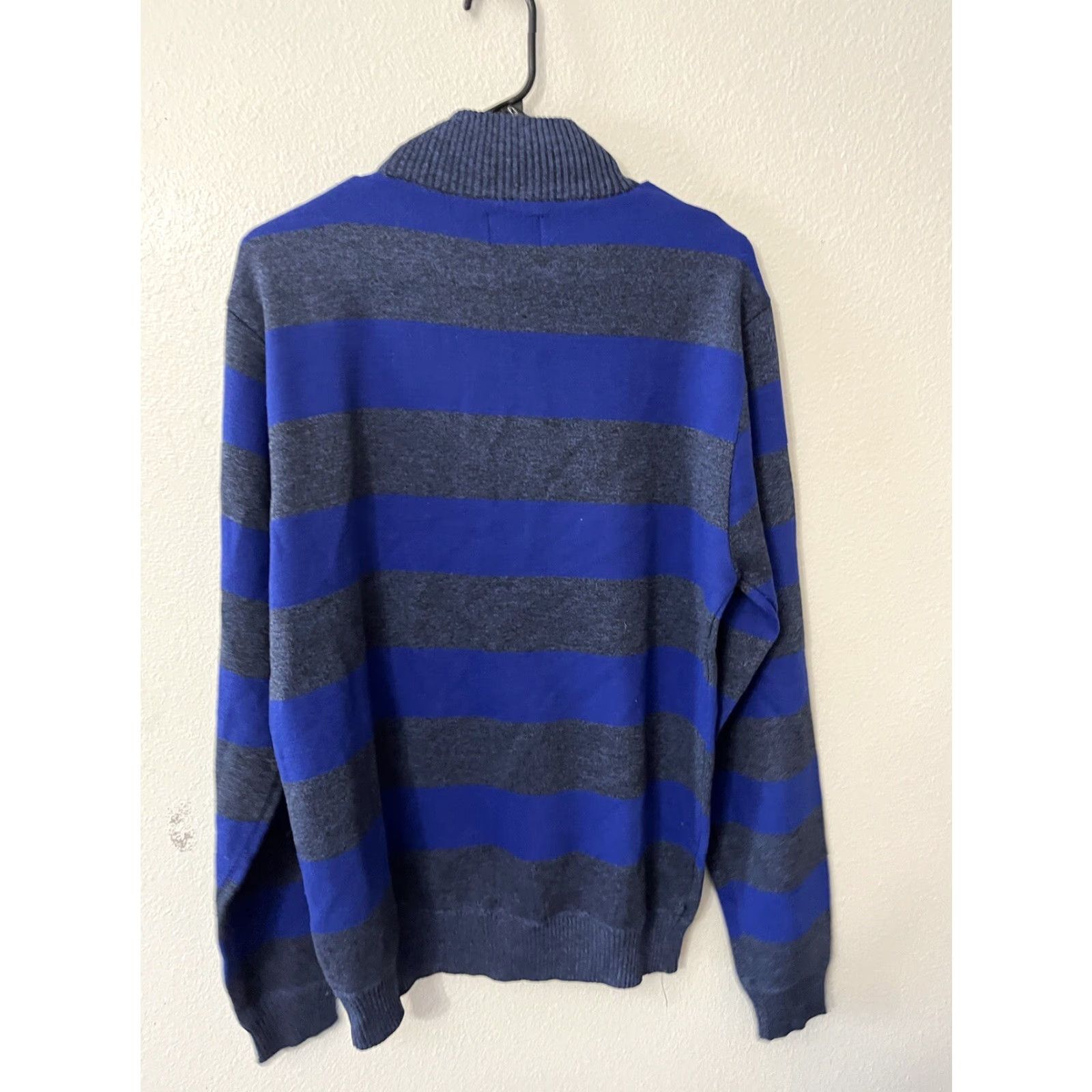 Ecko Unltd. Ecko Unltd. Zip Up Pullover Sweater Size XL Blue Striped Men Size US XL / EU 56 / 4 - 2 Thumbnail