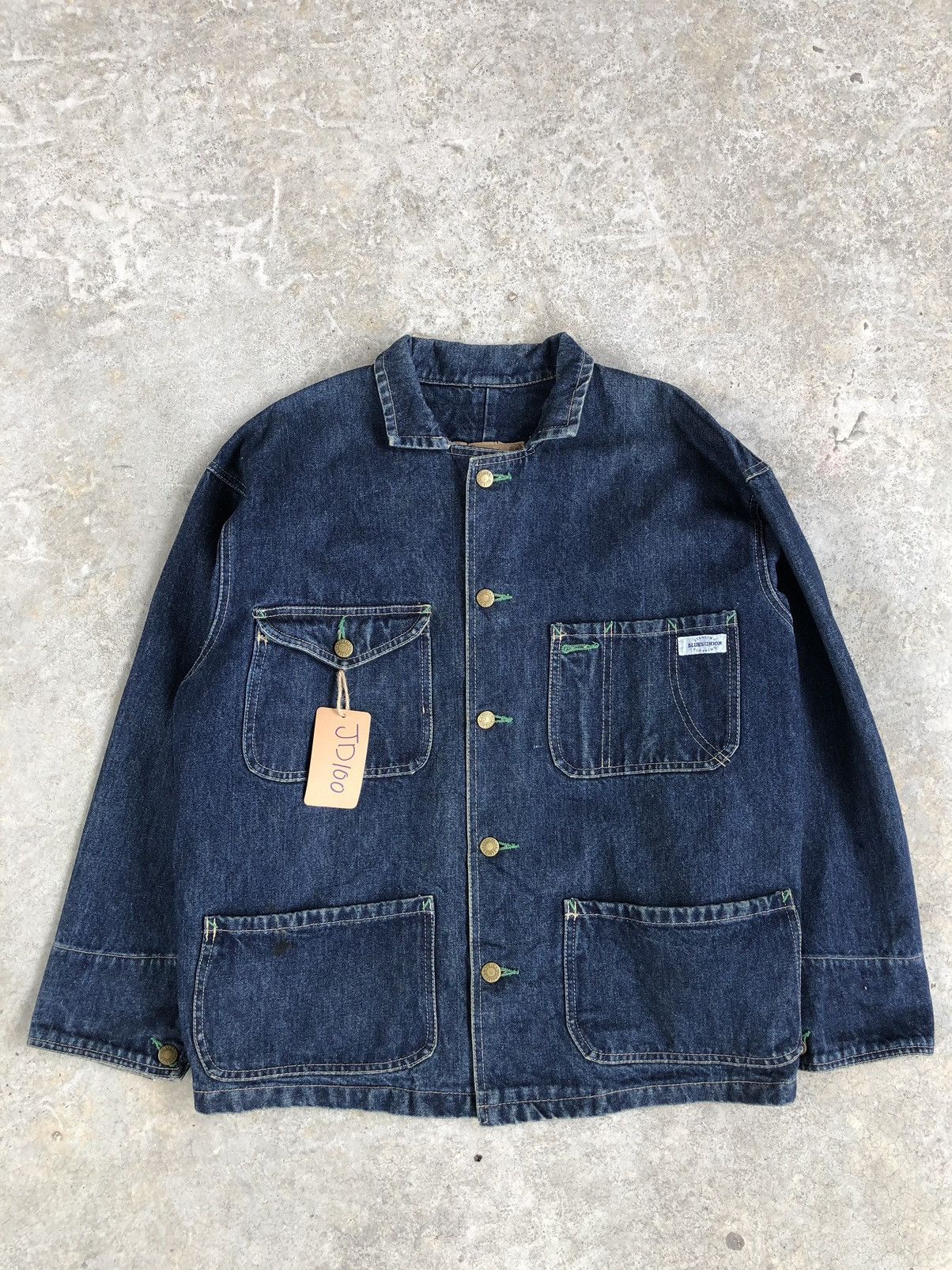Vintage Vintage 70s Blues Union Chore Jacket Distressed Denim Size US L / EU 52-54 / 3 - 3 Thumbnail