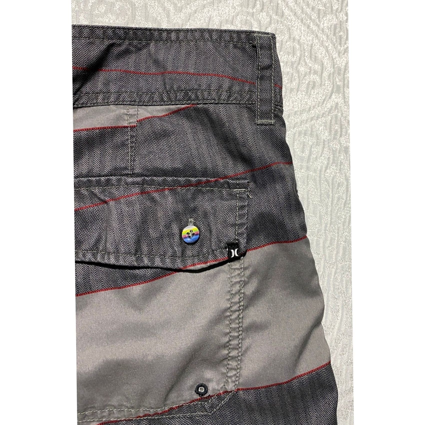Hurley Hurley Mens Gray Striped Herringbone Board Shorts Size 36 MWS0000710 Surfing Beach Walk Shorts Size US 36 / EU 52 - 2 Thumbnail