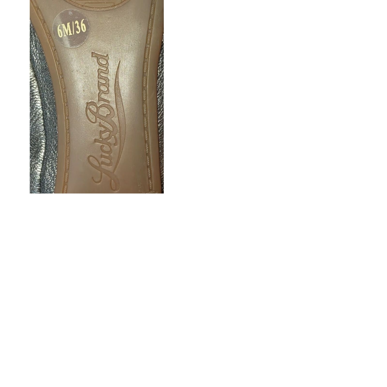 Lucky Brand Lucky Brand Ballet Flats Women US 6 M Pewter Metallic Leather Flat Slip-On Comfortable Cushioned Lined Padded Solid Pattern Barn 6M Size US 6 / IT 36 - 9 Thumbnail