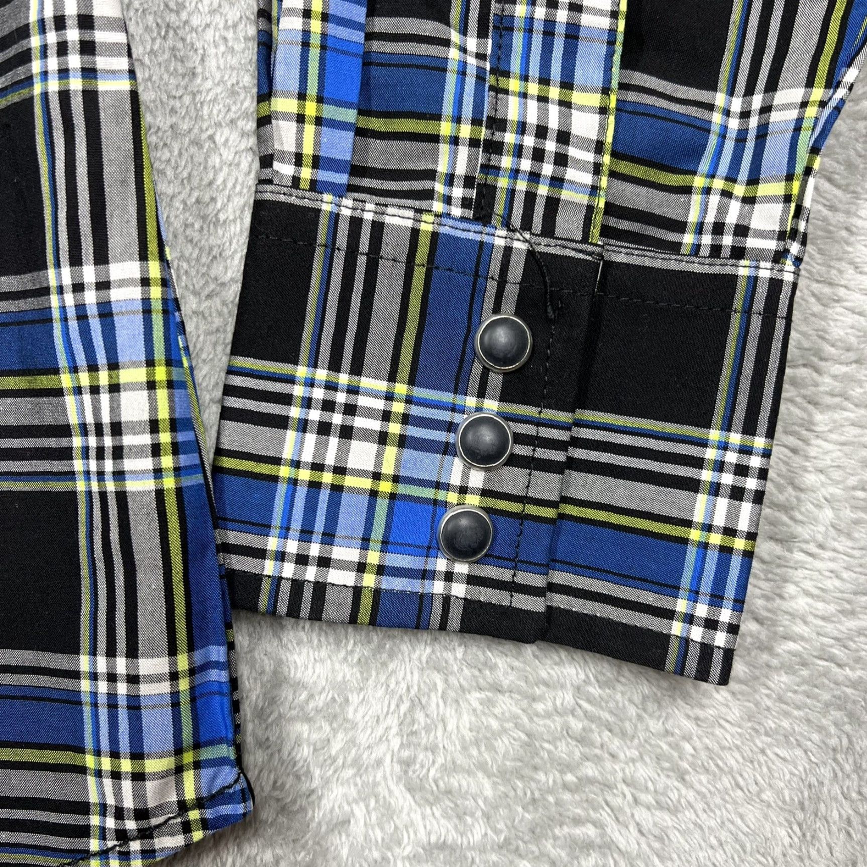 Wrangler Wrangler Western Shirt Mens Medium Pearl Snap Long Sleeve Plaid Blue Black Size US M / EU 48-50 / 2 - 5 Thumbnail