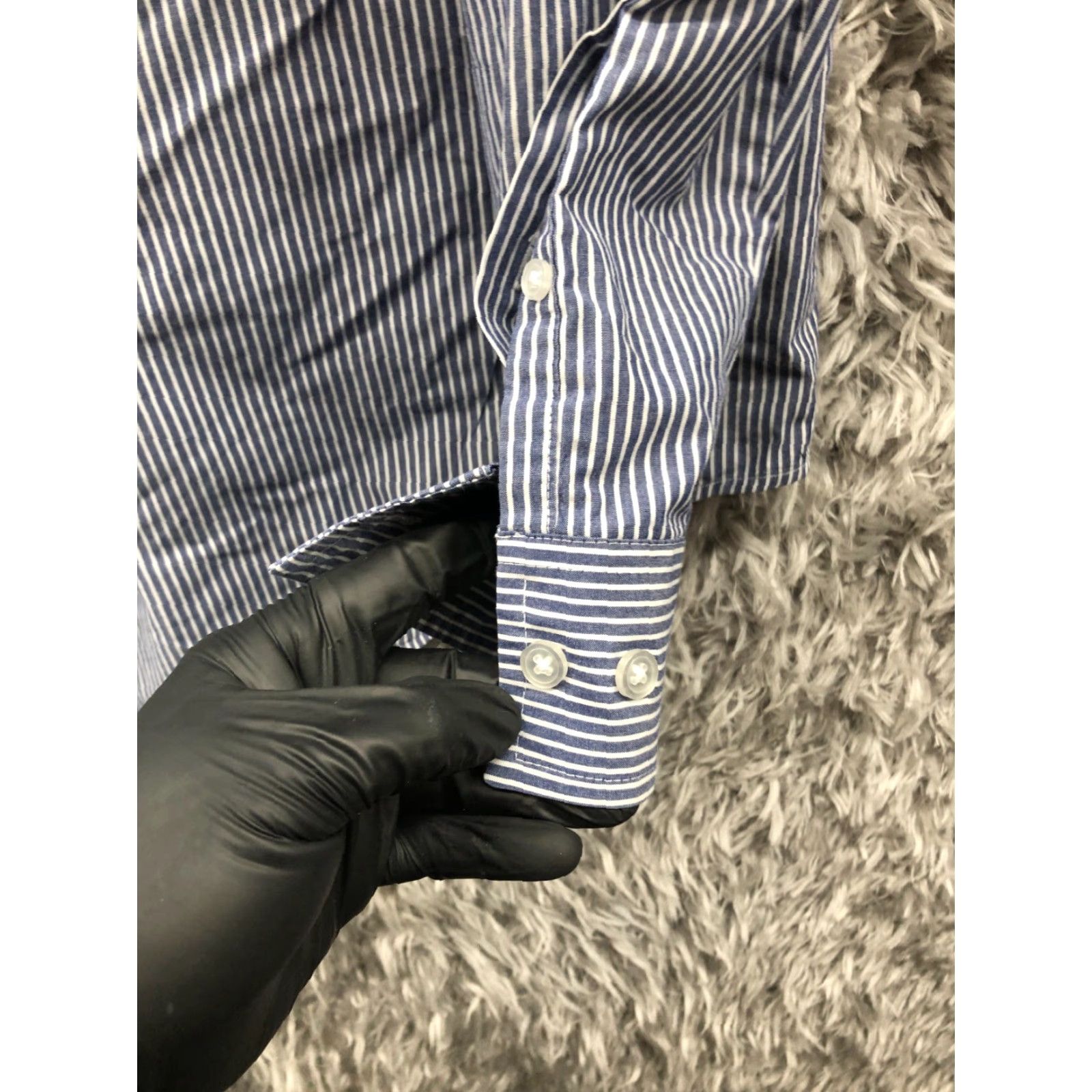 Vintage Goodfellow Shirt Mens L Long Sleeve Button-Down Blue Striped Easy Care Embroidered Logo Size US L / EU 52-54 / 3 - 3 Thumbnail