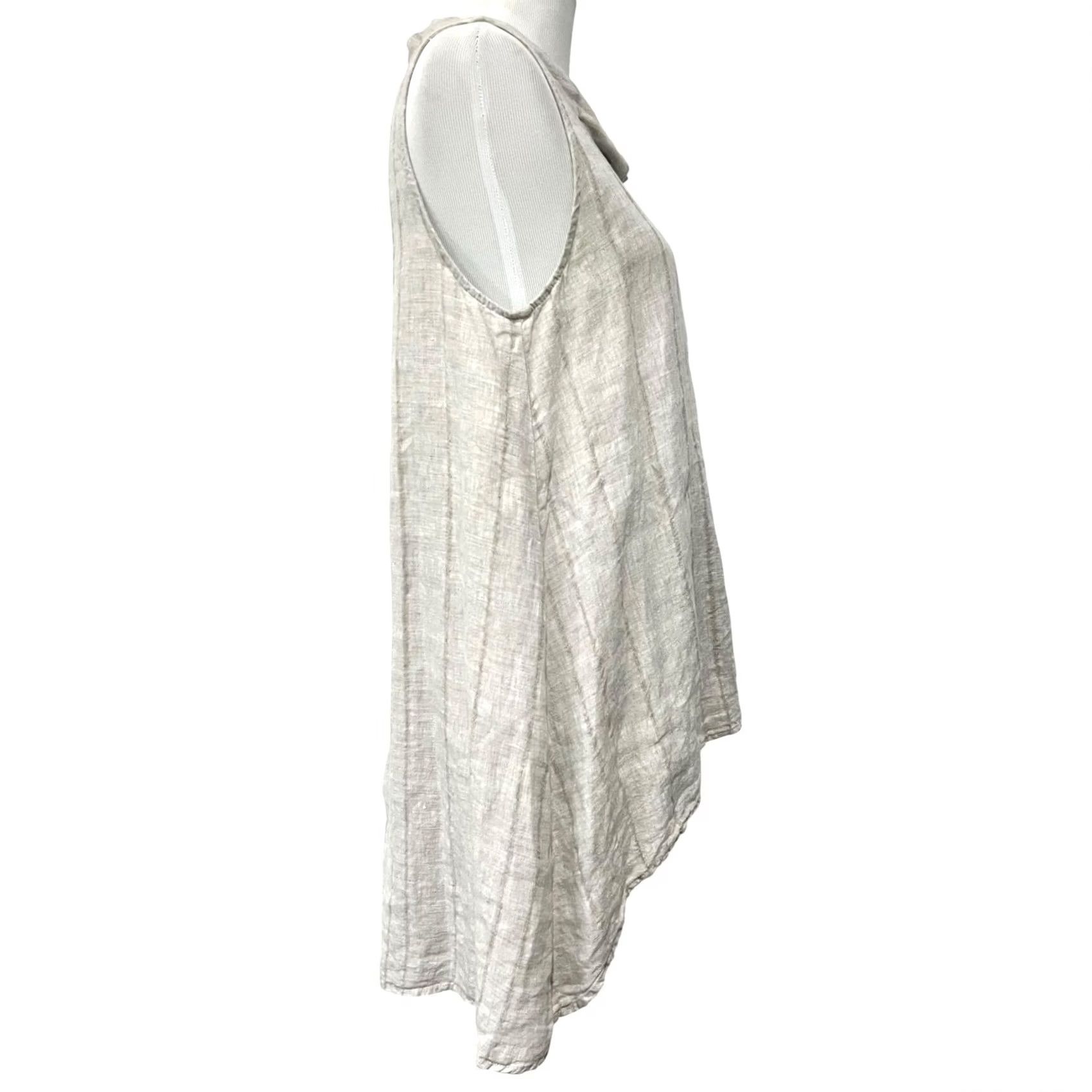 Vintage Chalet Et Ceci Tunic Top Womens Linen Cowl Neck Hi Low Size S Beige Blouse Sleeveless Artsy Lagenlook Womens Size S / US 4 / IT 40 - 6 Thumbnail
