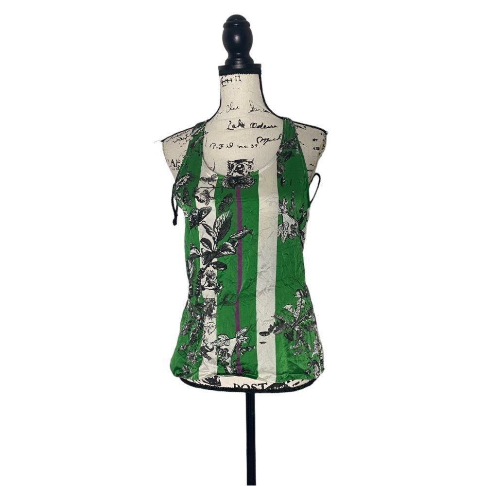 Erdem Silk Tank Top Women’s Size 6 Green White Floral Print